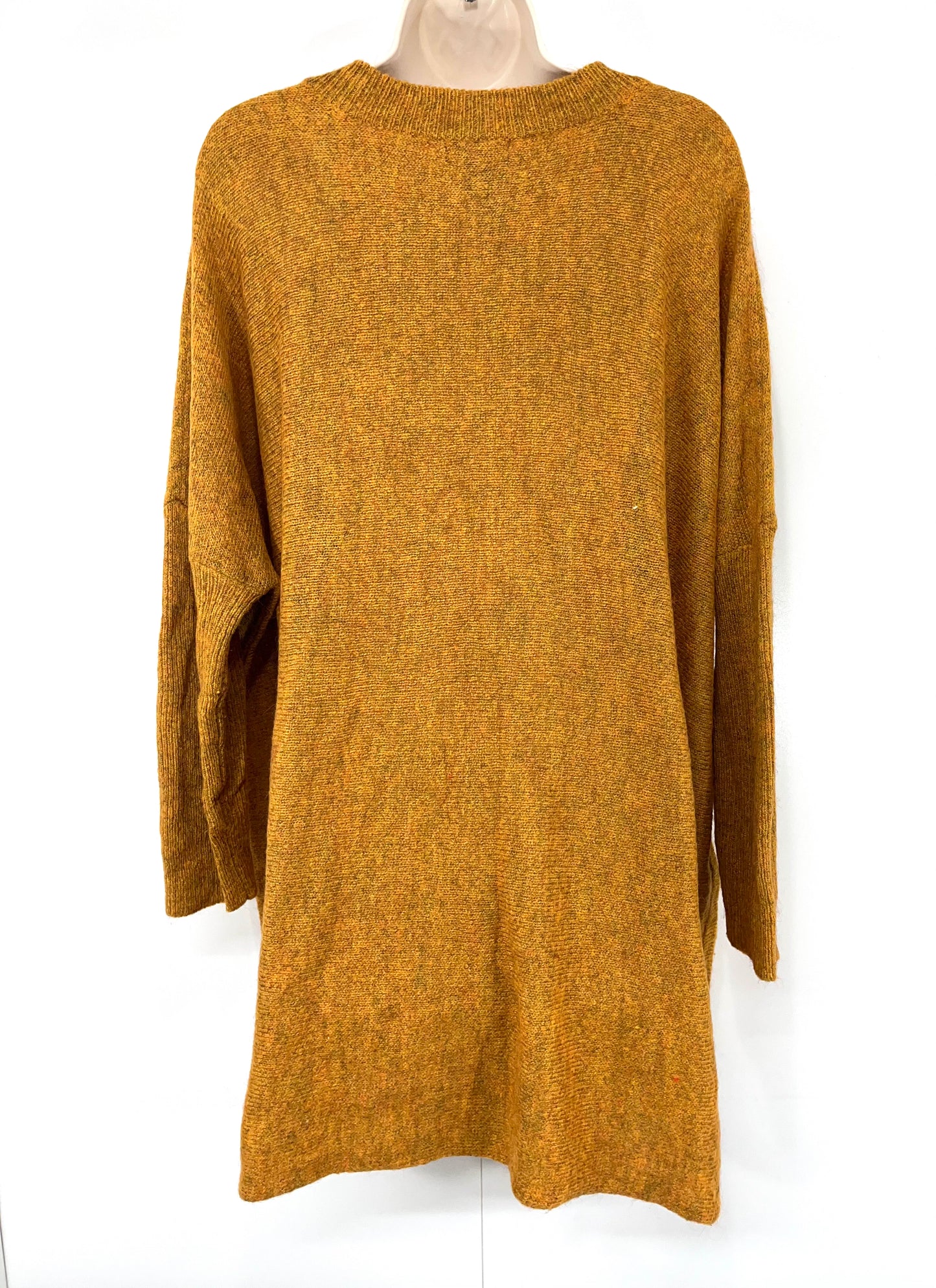 H&M Yellow Mix WOOL ALPACA Blend Women's Oversized Boho Jumper Tunic size UK 14 16 18 M L