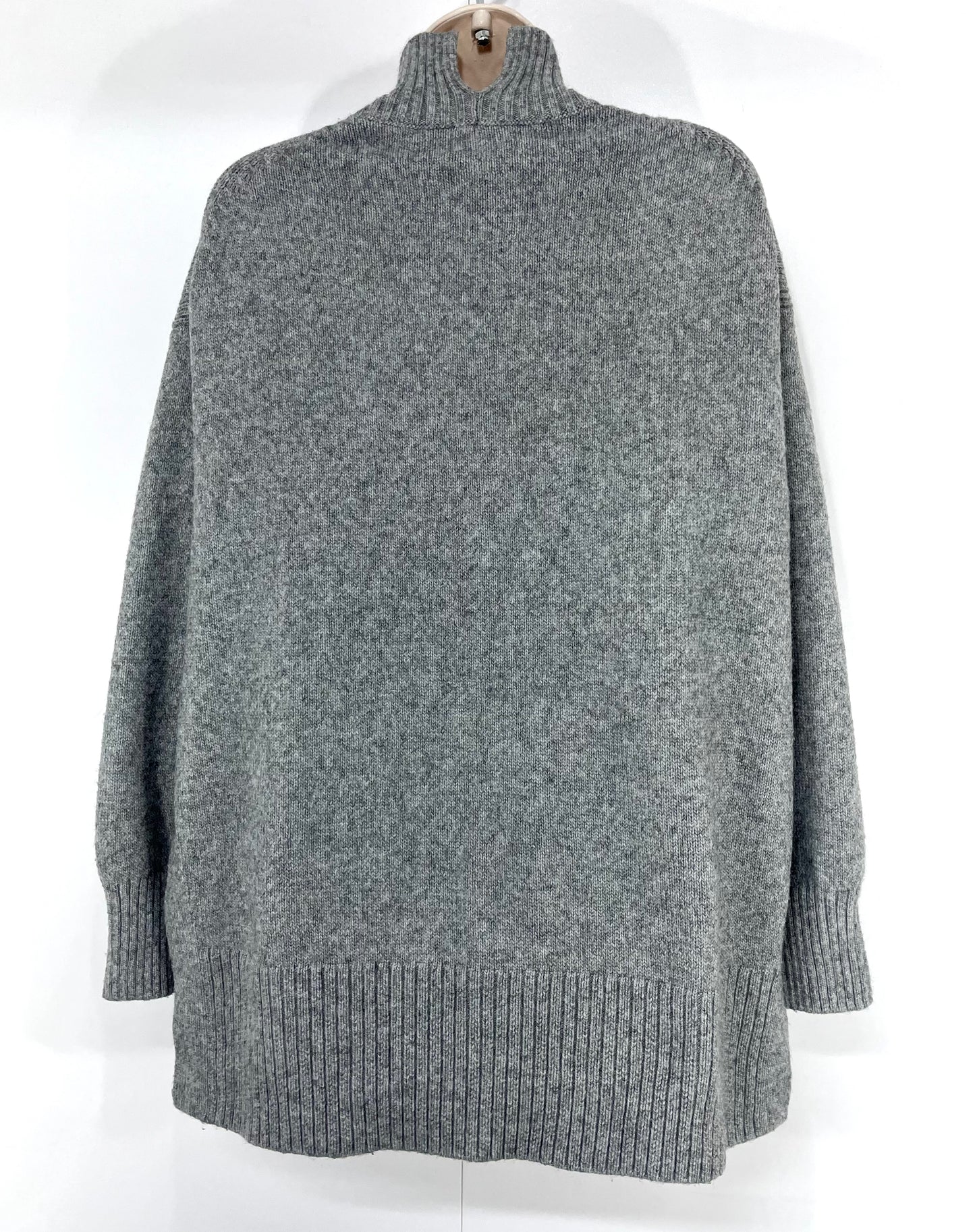 H&M Grey Soft Thin Chunky Knit WOOL Blend Relaxed Fit Women's High Neck Jumper UK 14 16 L