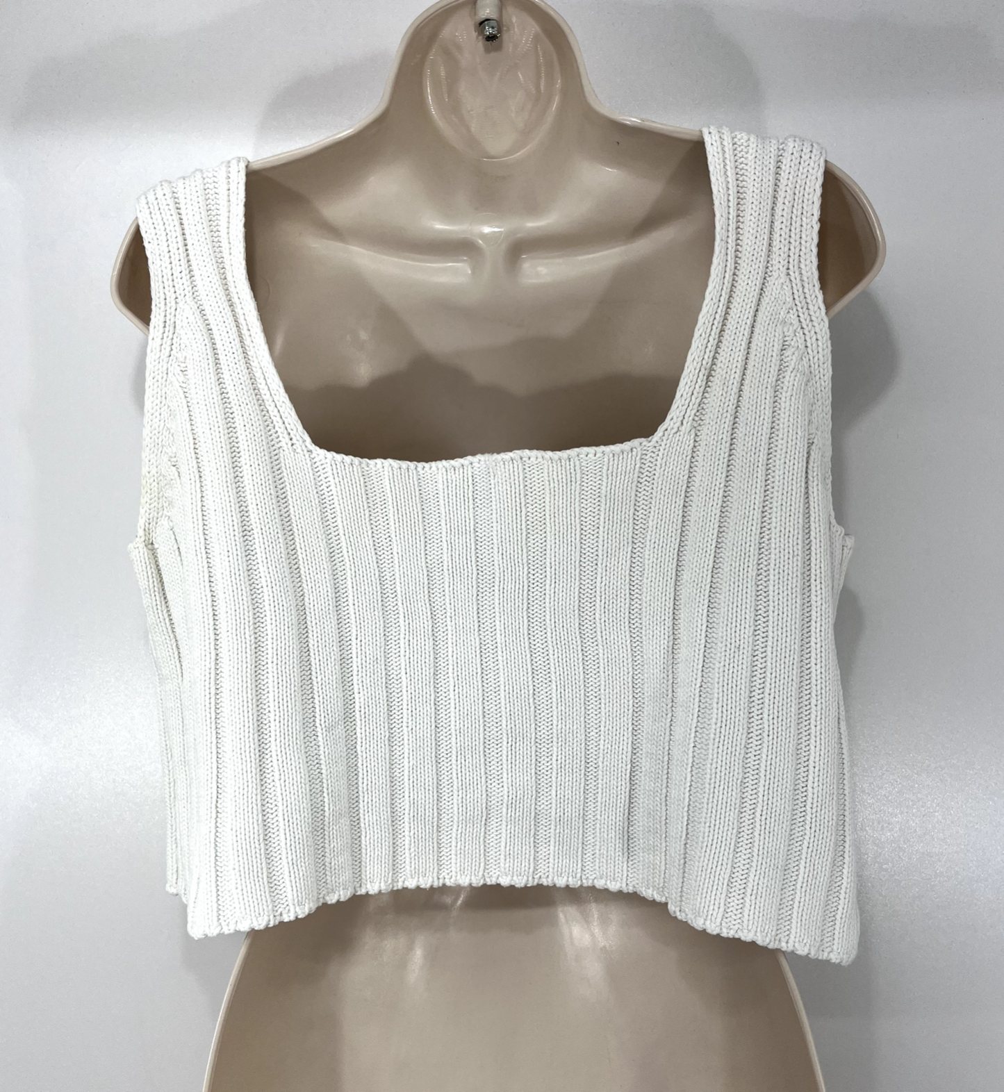 FIORELLA PRATTO White Pure Peruvian PIMA COTTON Oversized Knit Crop Top UK 14 16 M L