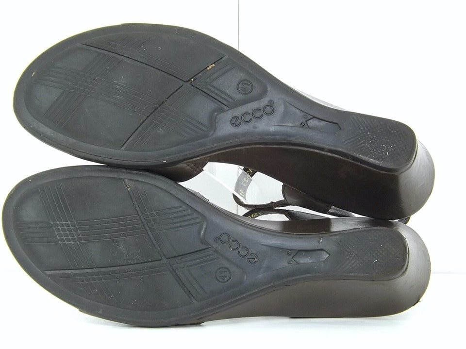 ECCO Women's Dark Brown REAL LEATHER Wedge Sandals UK 7.5 EUR 41
