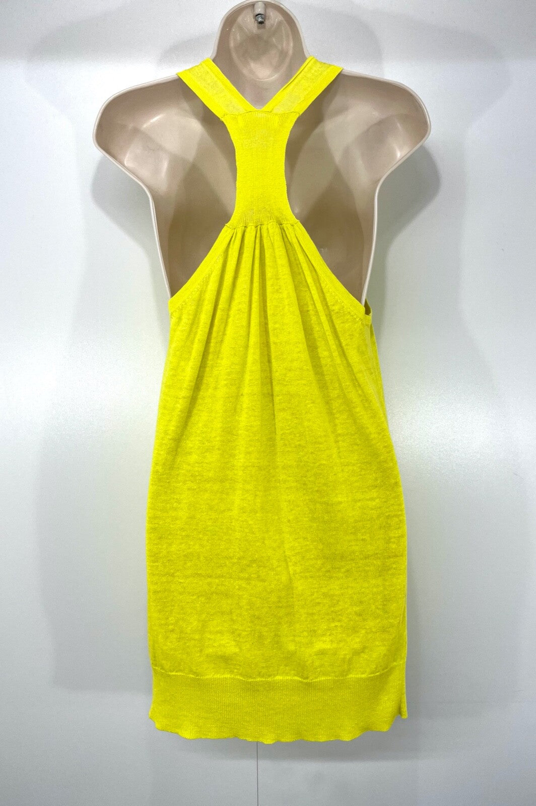 WHISTLES Soft Thin Knit LINEN Blend Women's Yellow Racerback Cardigan UK 8 10 S