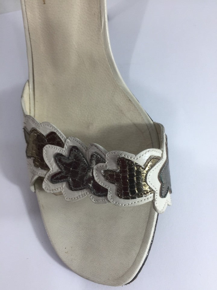 FERRAGAMO Vintage 60s Cream Ivory REAL LEATHER Women's Ankle Strap Sandals UK 4 EUR 37