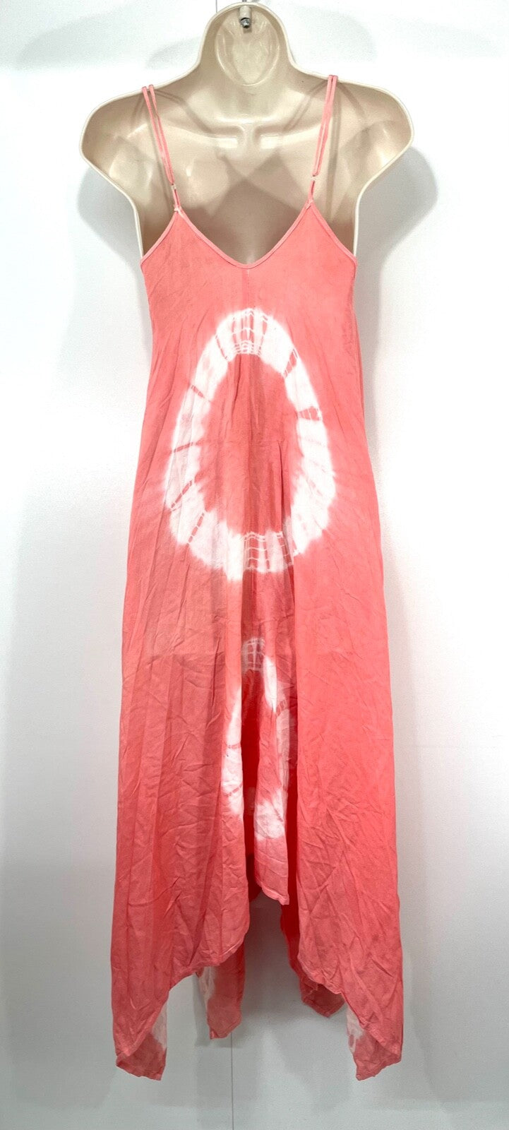 LAGACI Boho Style Pink White Tie Dye Handkerchief Women's Strappy Dress UK 8 10