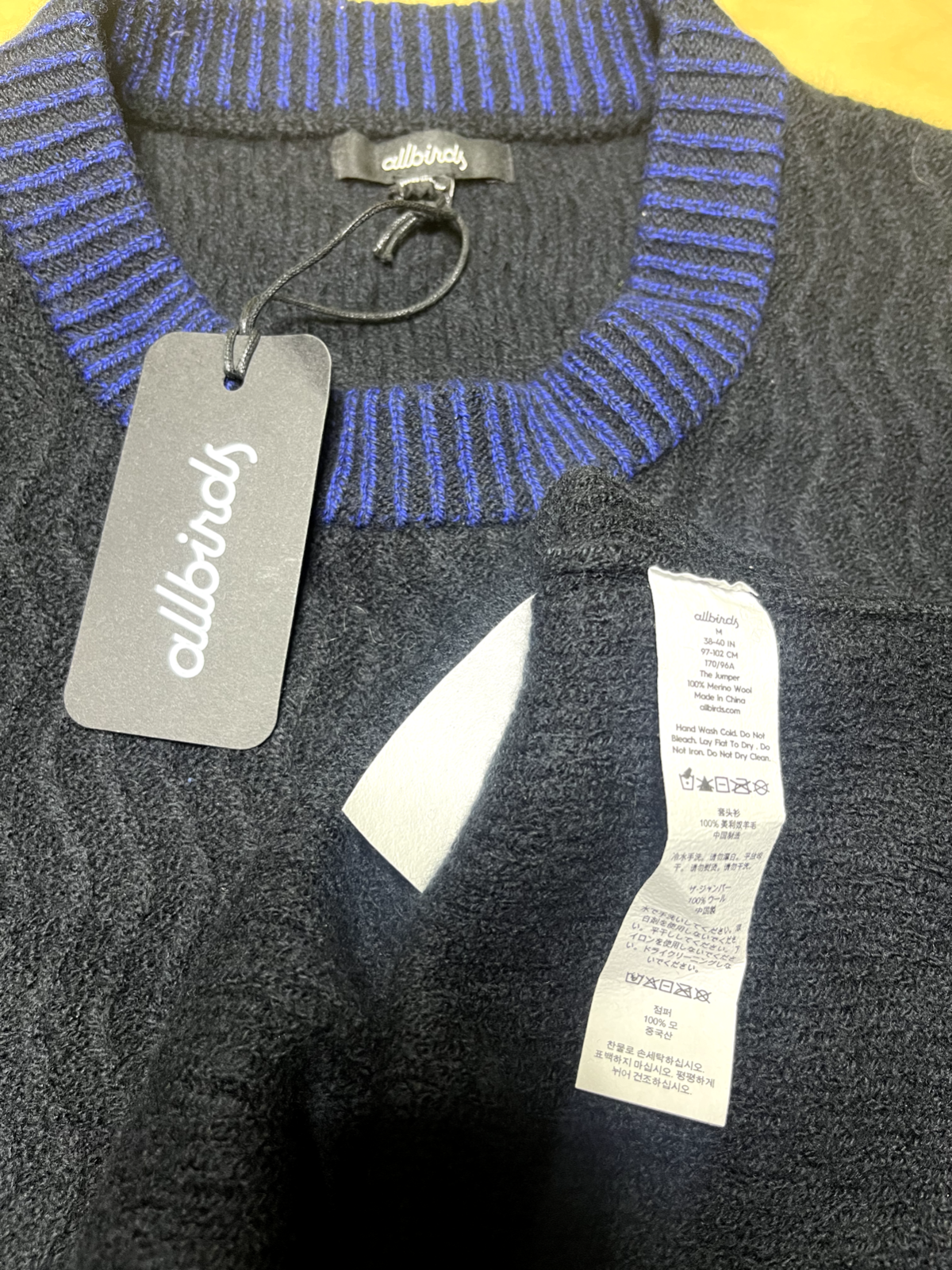 ALLBIRDS Black Soft Chunky Knit MERINO WOOL Mens Crew Neck Jumper size M NEW