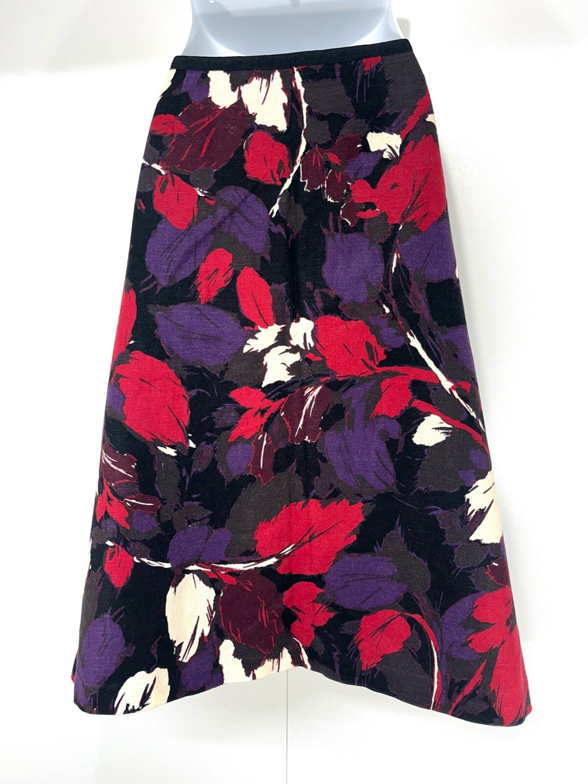 LAURA ASHLEY Multicoloured Women's A-Line Skirt size UK 16 LINEN COTTON Classic Style