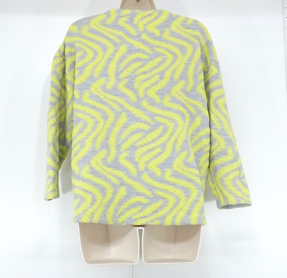 H&M Grey Yellow WOOL ALPACA Blend Retro Style Women's Oversized Jumper UK 8 10 S