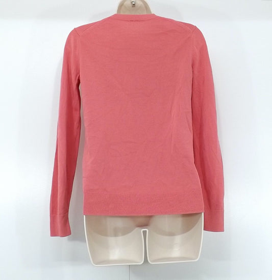 ARKET Pink Soft Thin Silky Knit Pure COTTON Women's Crew Neck Jumper UK 6 8 XS