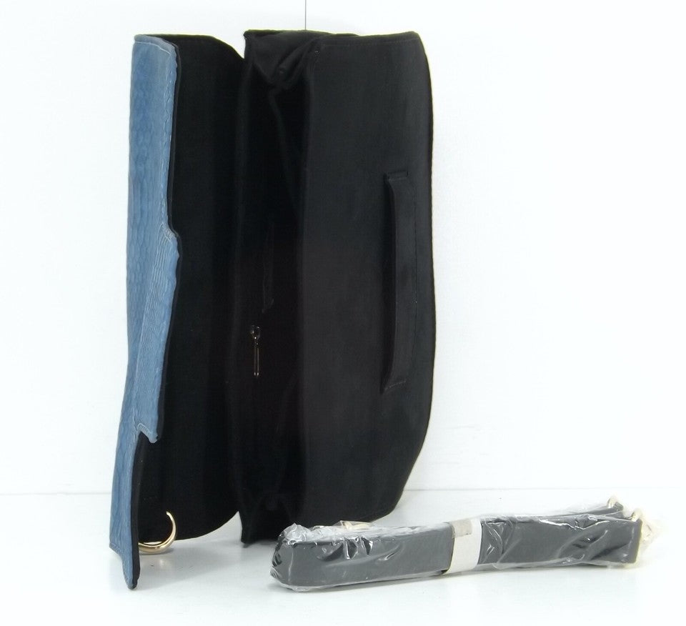 LA REDOUTE Black Blue Classic Retro Style Women's Clutch Shoulder Bag Small NEW