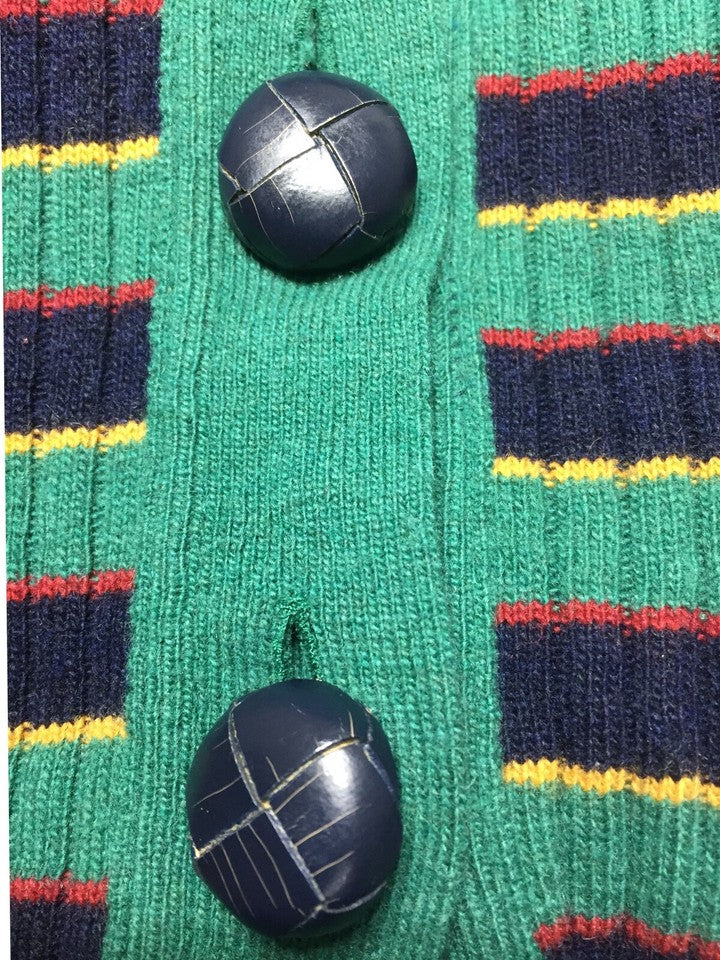 JEJIA Green Navy CAHSMERE MERINO WOOL Blend Thin Knit Women's V-Neck Cardigan UK 10 12 S