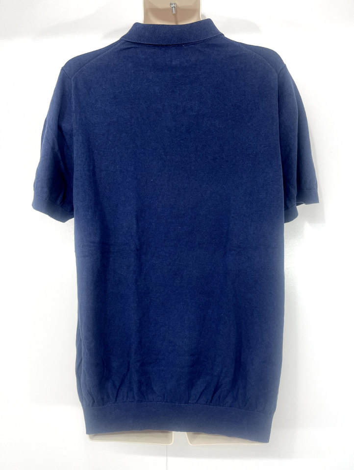 JOHN LEWIS Dusky Navy LINEN COTTON Soft Thin Knit Mens Polo T-Shirt size XL