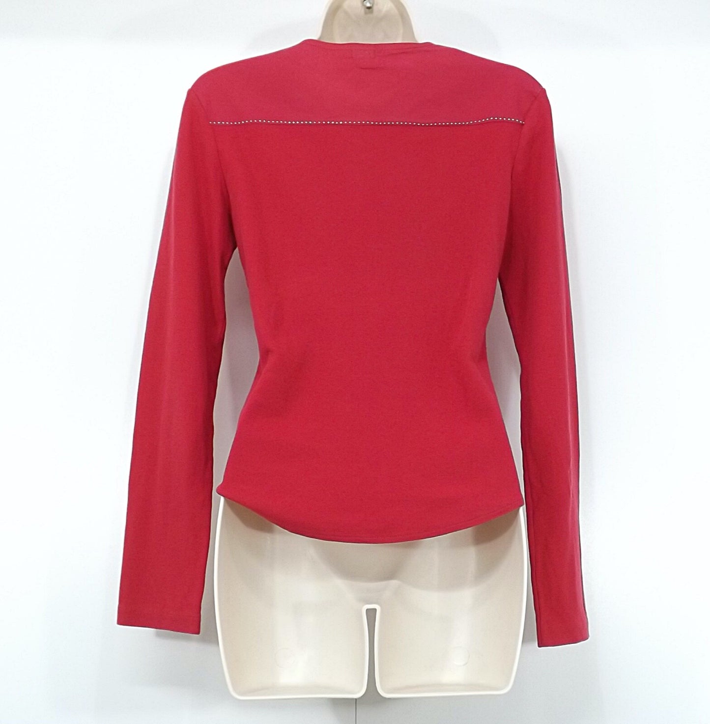 JOSEPH Red Soft Thin Jersey Pure COTTON Women's Long Sleeve T-Shirt UK 8 10 S
