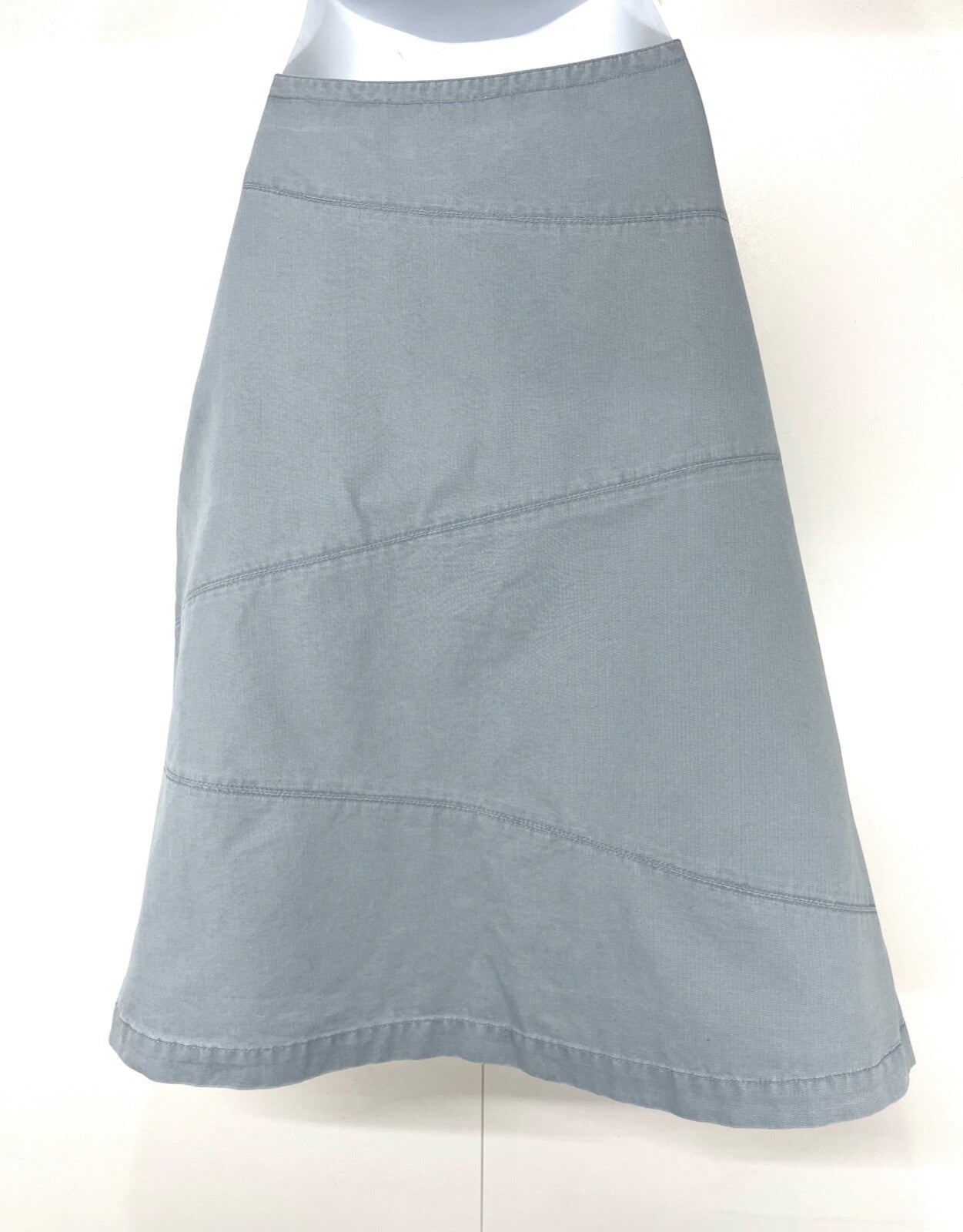 JIGSAW Kew Dusky Blue Denim Women's A-Line Skirt UK 12 Pure COTTON Retro Vintage Style