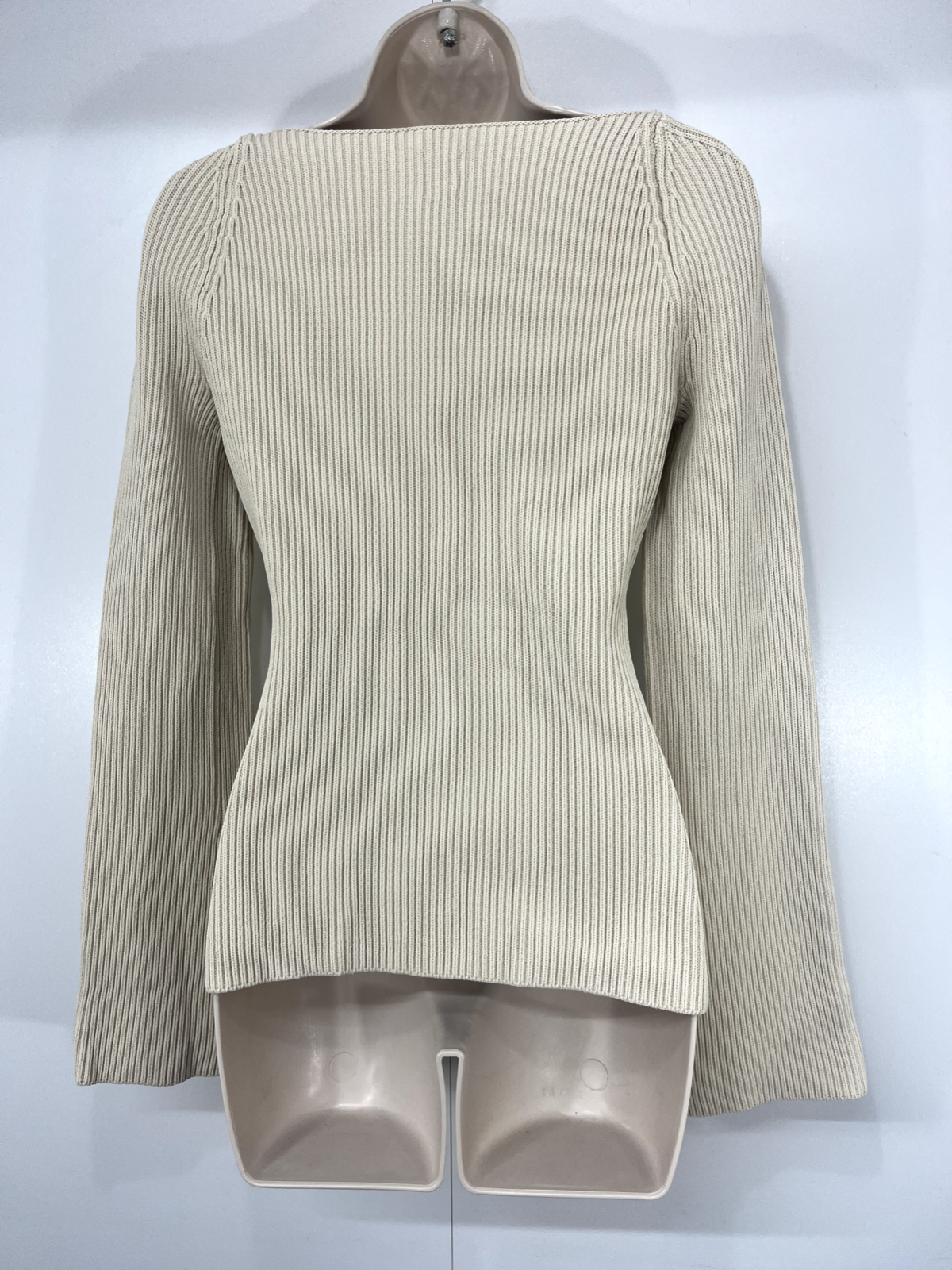 H&M Ecru Beige Classic Retro Style Women's Sweetheart Neck Jumper UK 8 10 S