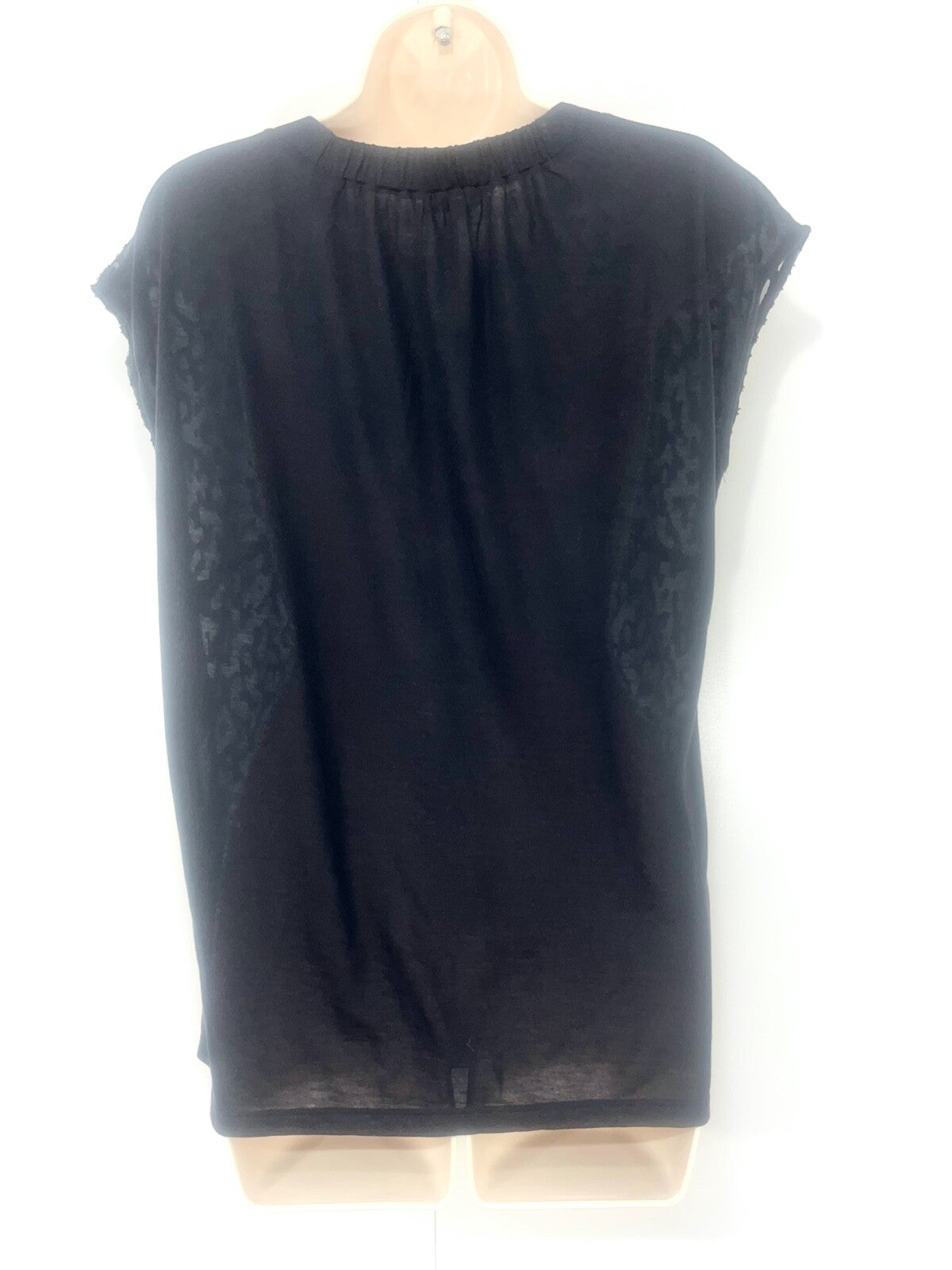 REISS Black Sheer Chiffon & Jersey Women's Oversized T-Shirt Top UK 6 8 XS