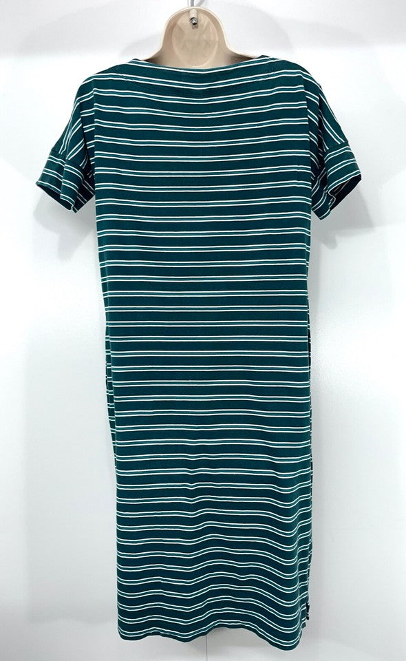 SEASALT Green White Striped ORGANIC COTTON Jersey Relaxed Fit Women's SAILOR Dress UK 10