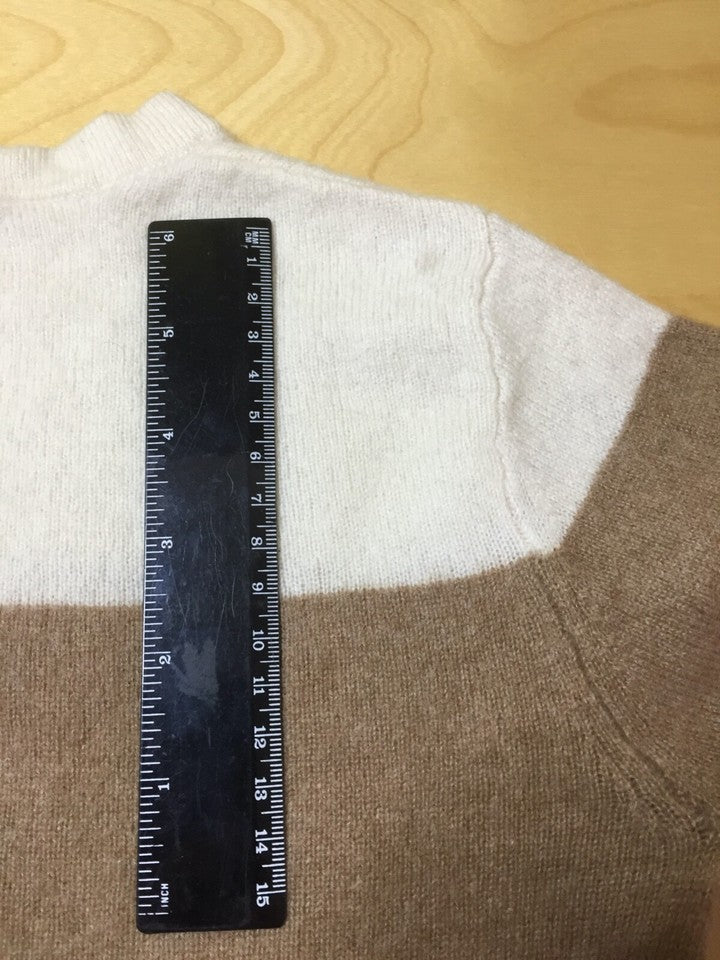 IRIS & INK Cream Beige Red Thin Knit Pure CASHMERE Women's Jumper UK 6 8 XS