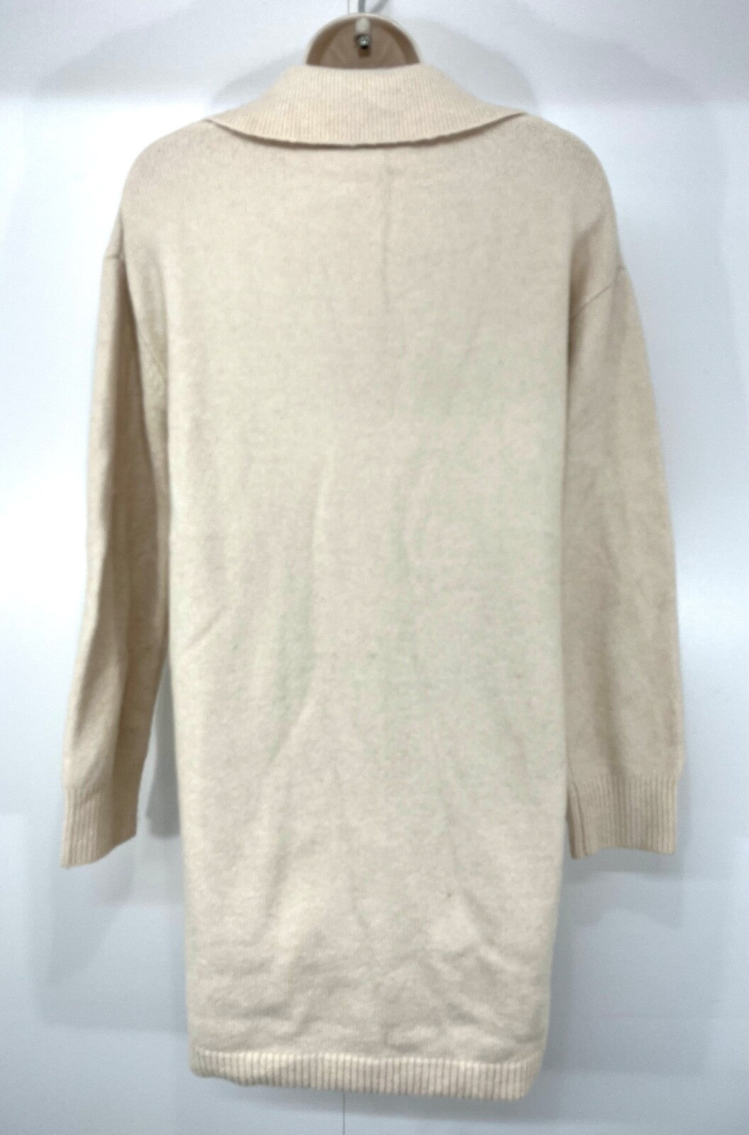 ZARA Cream WOOL CAMEL Blend Women's Chunky Oversized Long Jumper Tunic UK 8 10 S