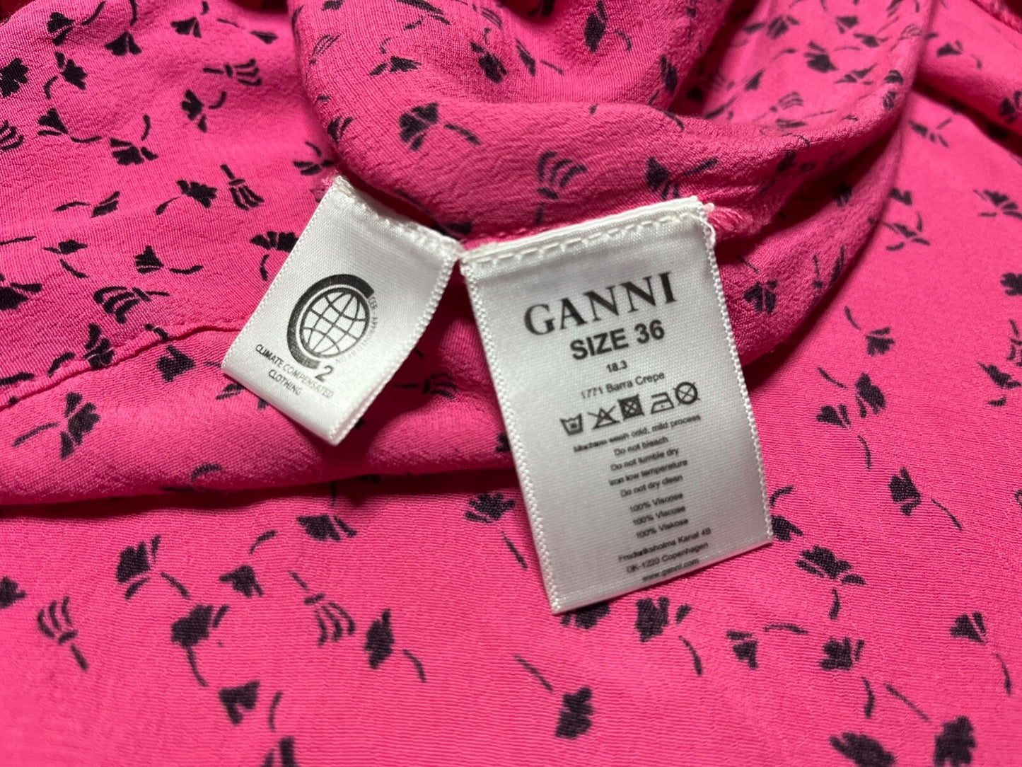 GANNI Light Floaty Women's Pink Floral BARRA CREPE Long Wrap Skirt UK 8 10 S