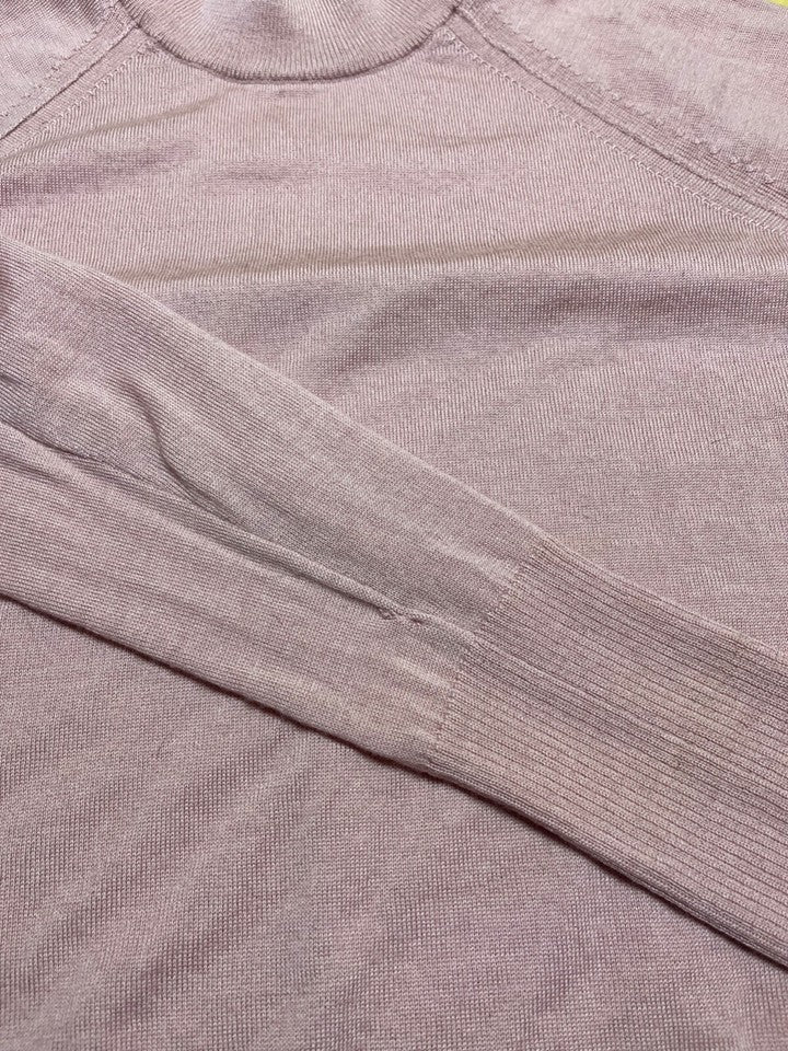 ME+EM Dusky Pink Soft Thin Knit Pure MERINO WOOL Women's High Neck Jumper UK 8
