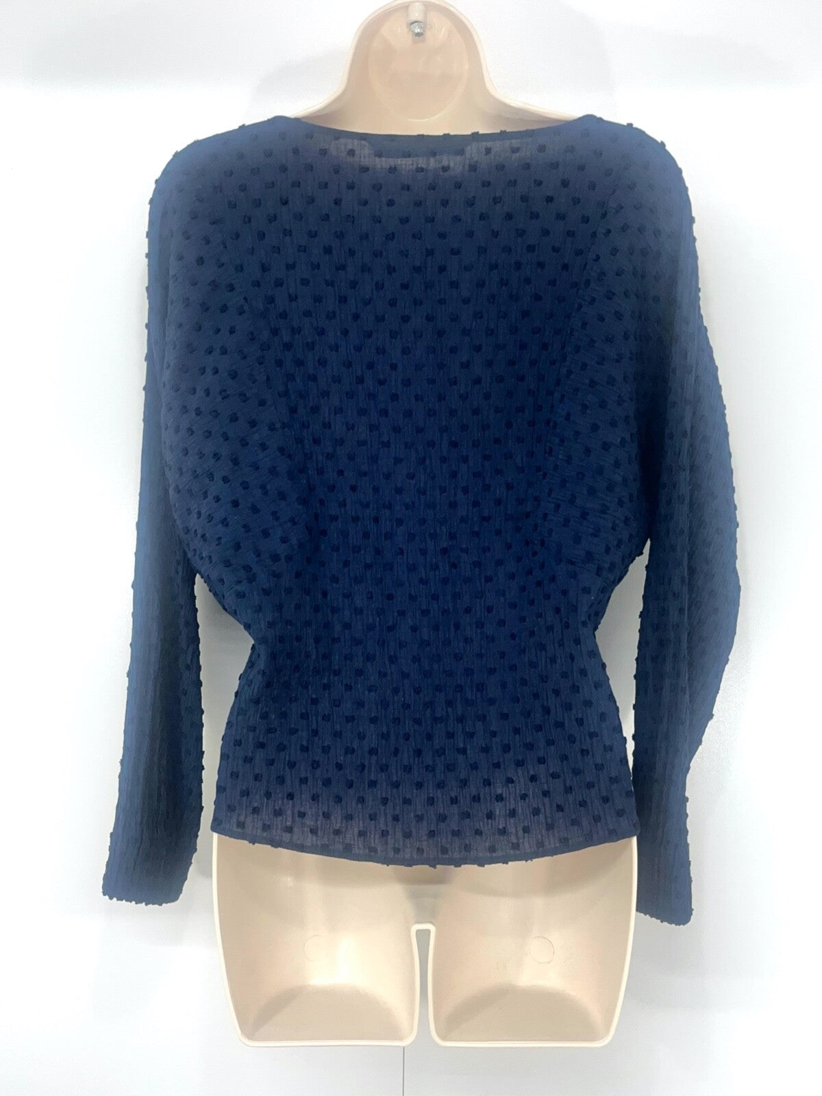 ZARA Classic Retro Relaxed Fit Women's Boat Neck Batwing Navy Blouse UK 8 10 S