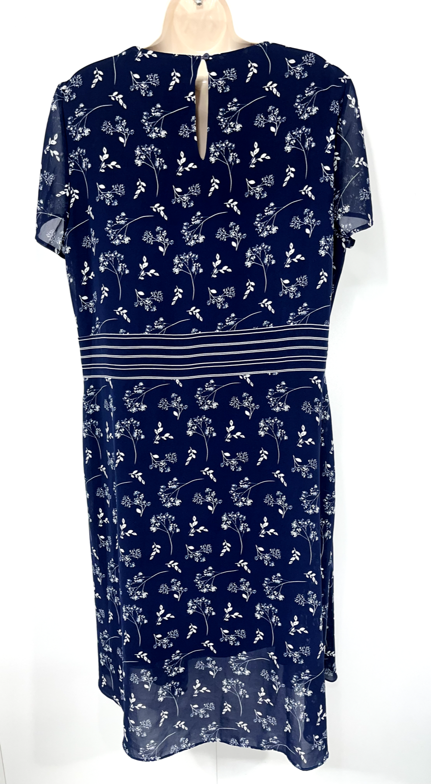 PHASE EIGHT Navy Cream Floral Silky Classic Women's Fit & Flare Dress UK 18