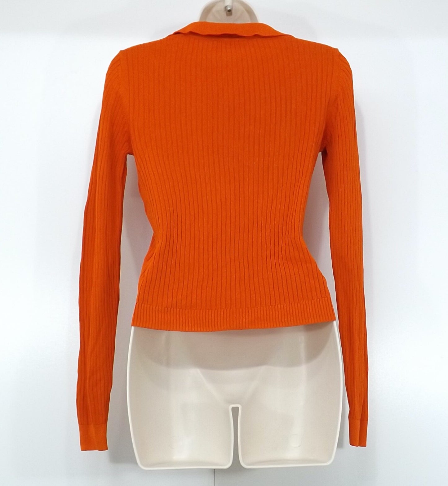 ZARA Orange Soft Thin Jersey Retro Classic Style Women's Jumper Top UK 8 10 S