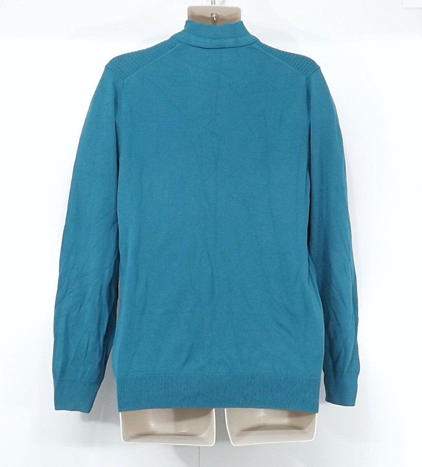 MASSIMO DUTTI Blue Mix Soft Thin Knit SILK COTTON Mens Collared Jumper size L