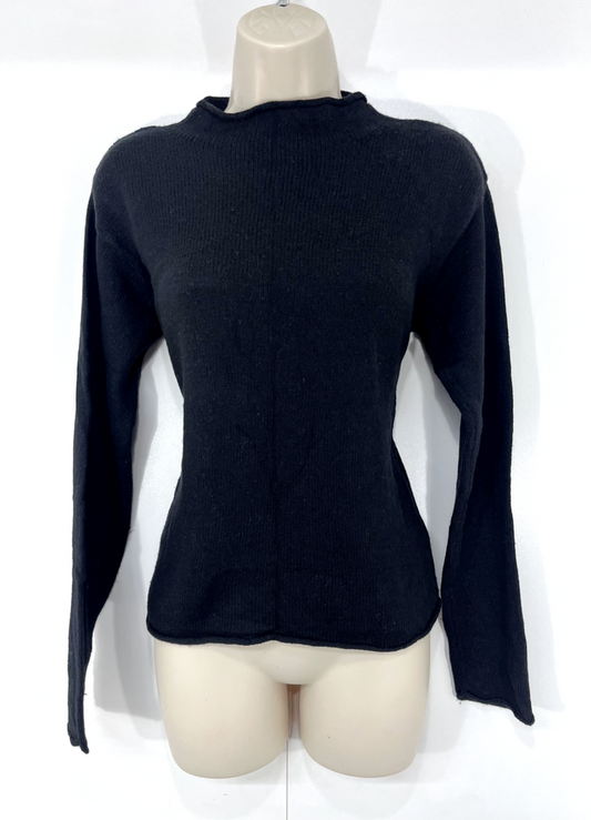 BRANDY MELVILLE Black Thin Knit WOOL Blend Women's High Neck Jumper UK 10 12 S