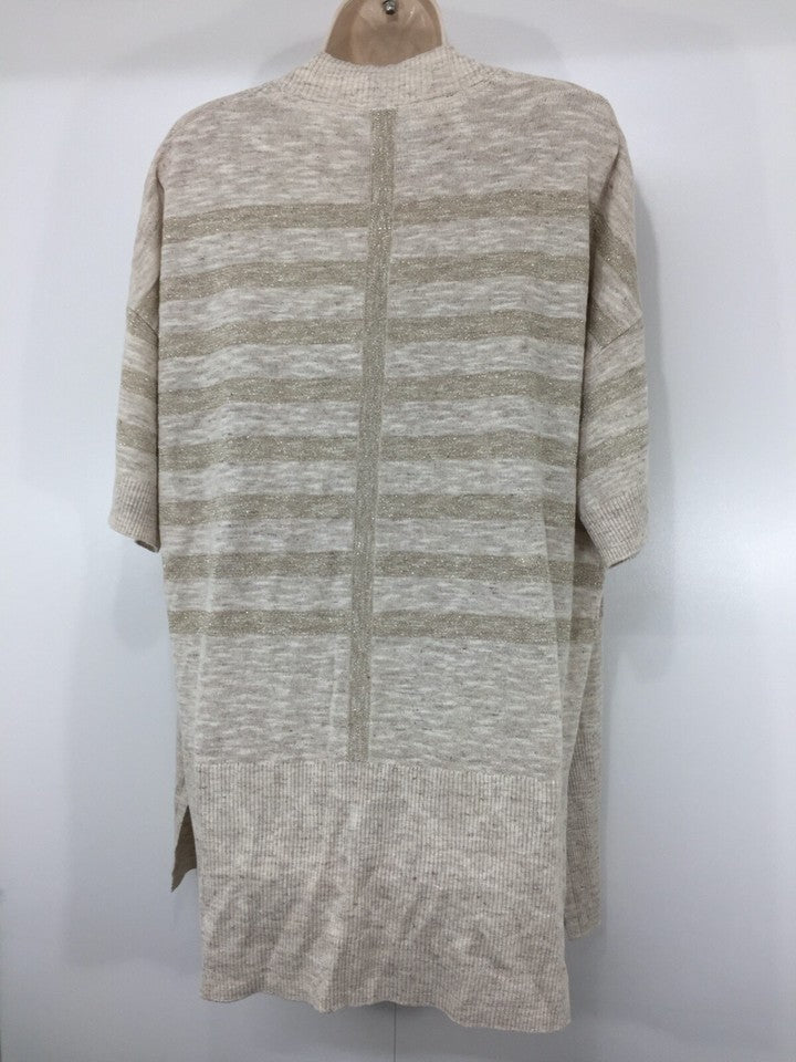 PURE Collection Beige Mix LINEN Blend Thin Knit Women's Oversized Cardigan Shrug UK 8