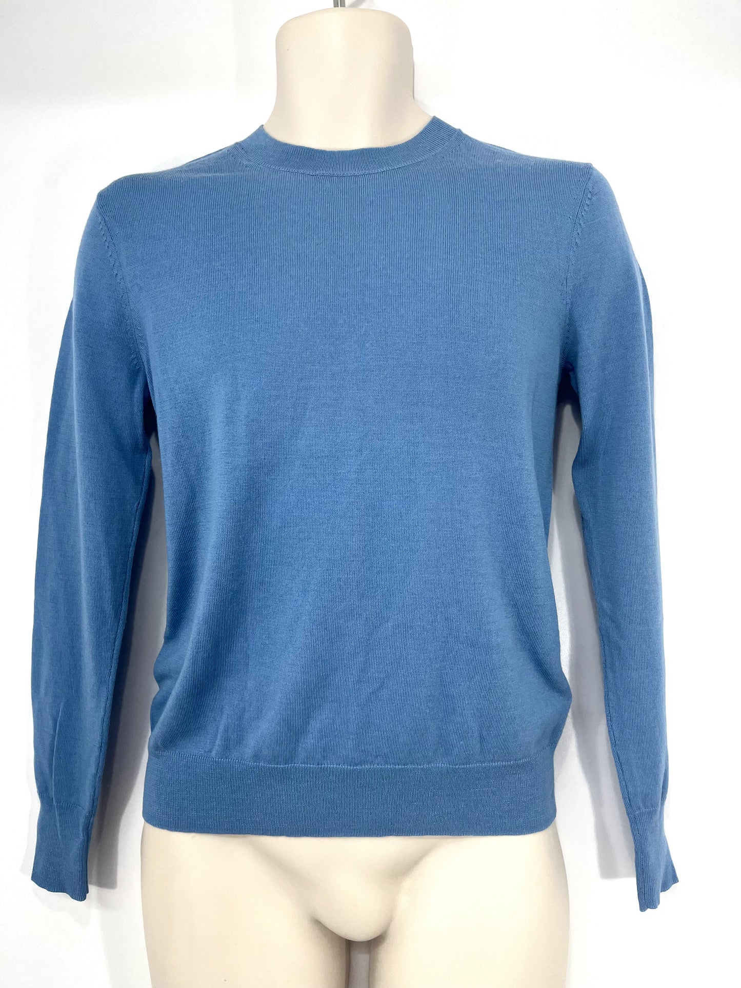 UNIQLO Blue Soft Thin Knit Pure WOOL Women's Mens Crew Neck Jumper size S