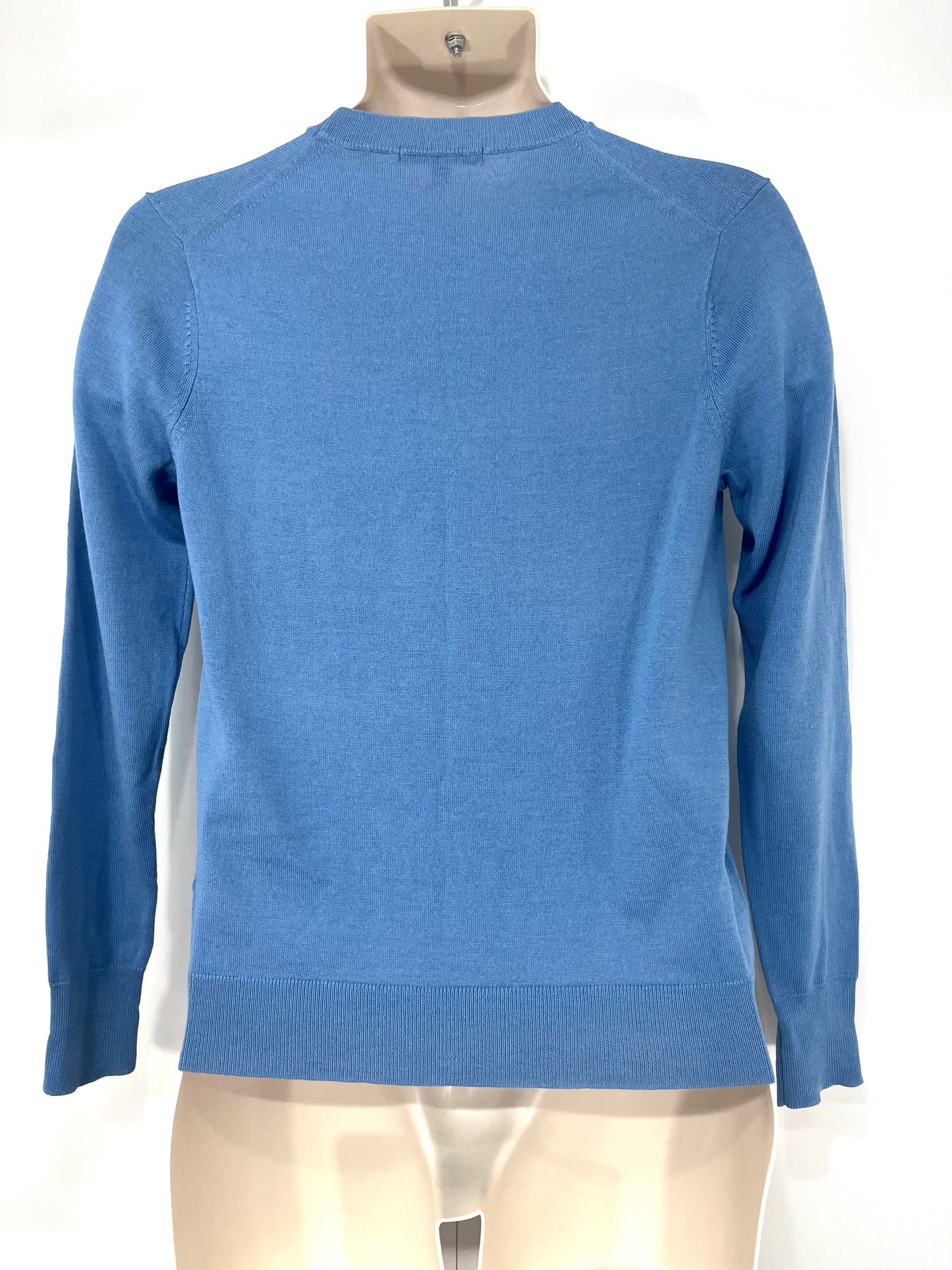 UNIQLO Blue Soft Thin Knit Pure WOOL Women's Mens Crew Neck Jumper size S