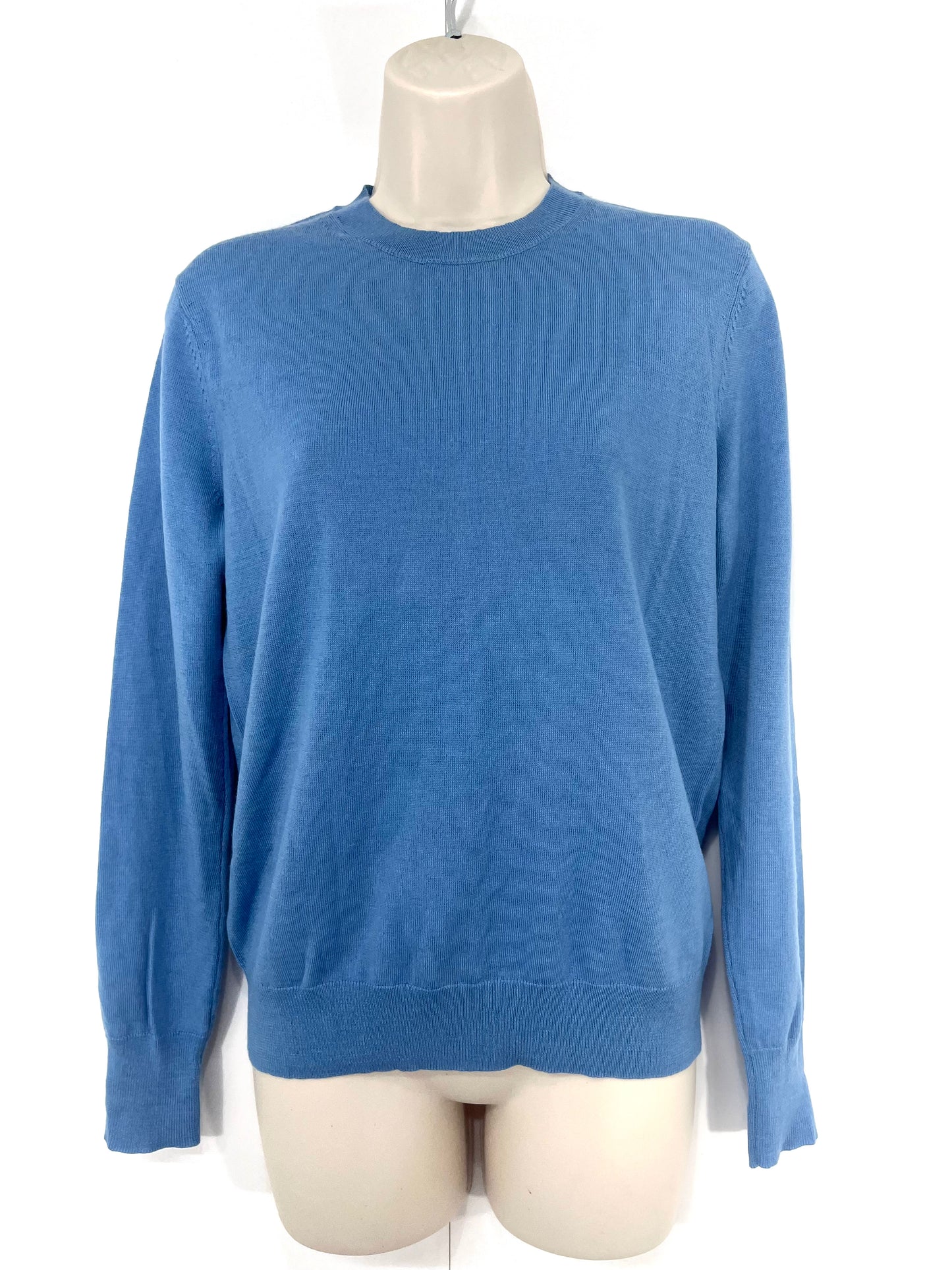 UNIQLO Blue Soft Thin Knit Pure WOOL Women's Mens Crew Neck Jumper size S
