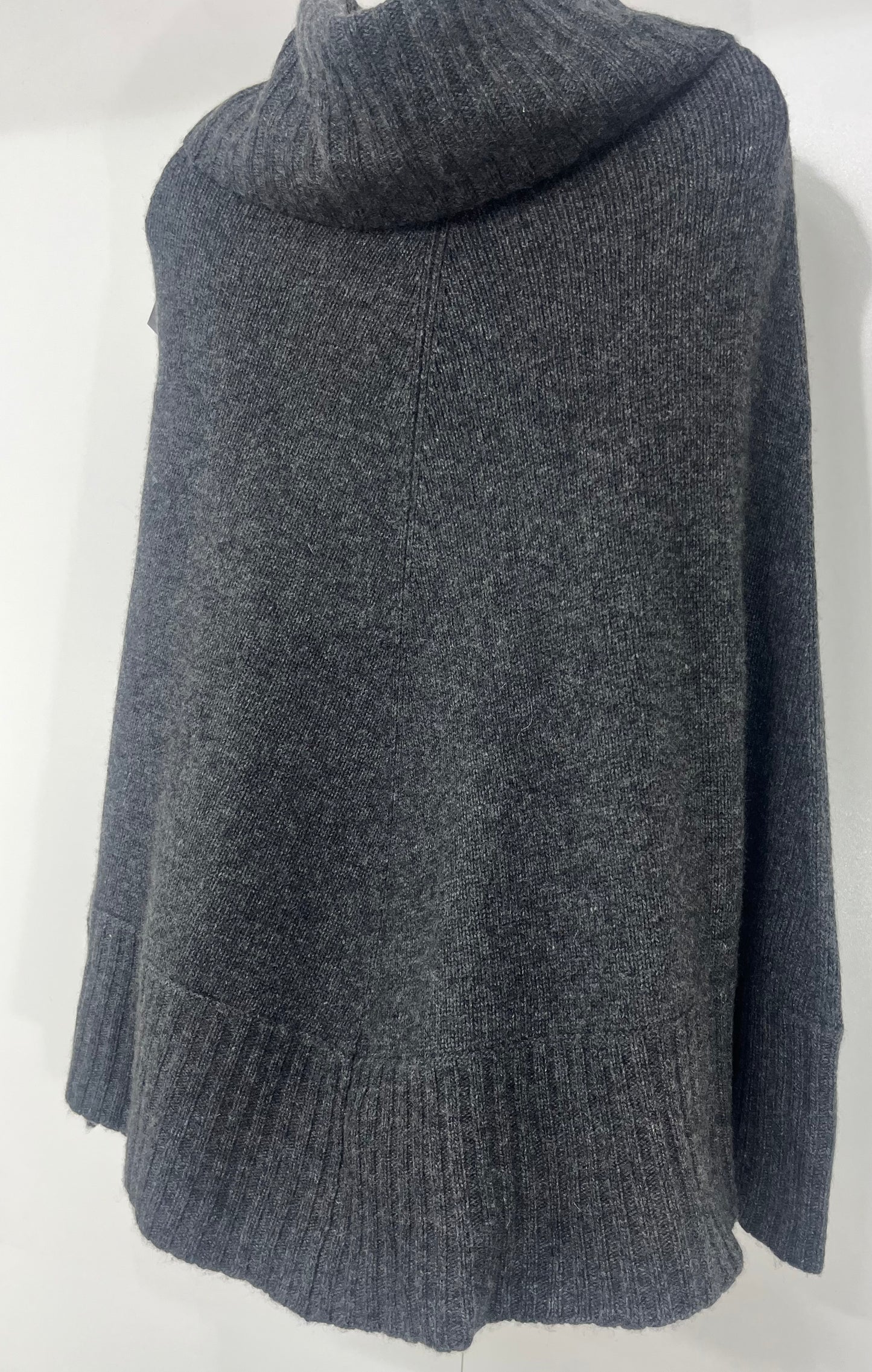 TED BAKER Dark Grey CASHMERE Blend Women's Roll Neck Poncho Jumper UK 12 14 S M