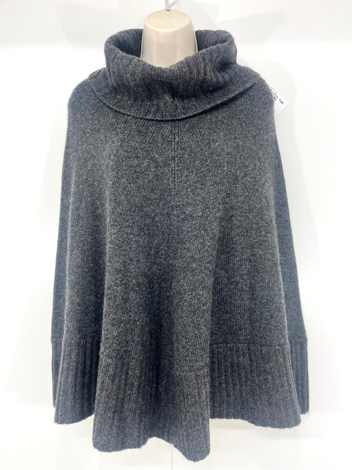TED BAKER Dark Grey CASHMERE Blend Women's Roll Neck Poncho Jumper UK 12 14 S M
