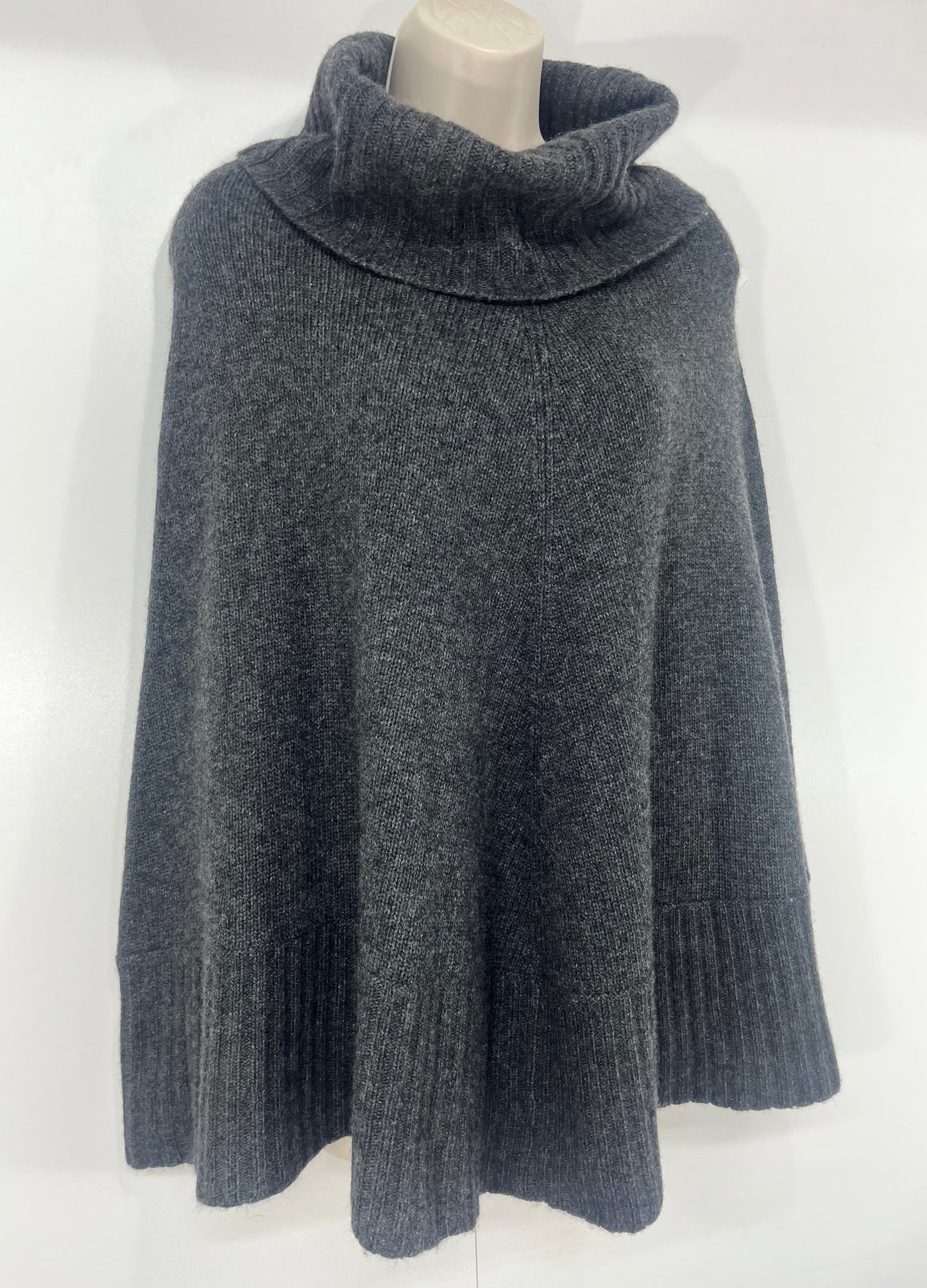 TED BAKER Dark Grey CASHMERE Blend Women's Roll Neck Poncho Jumper UK 12 14 S M