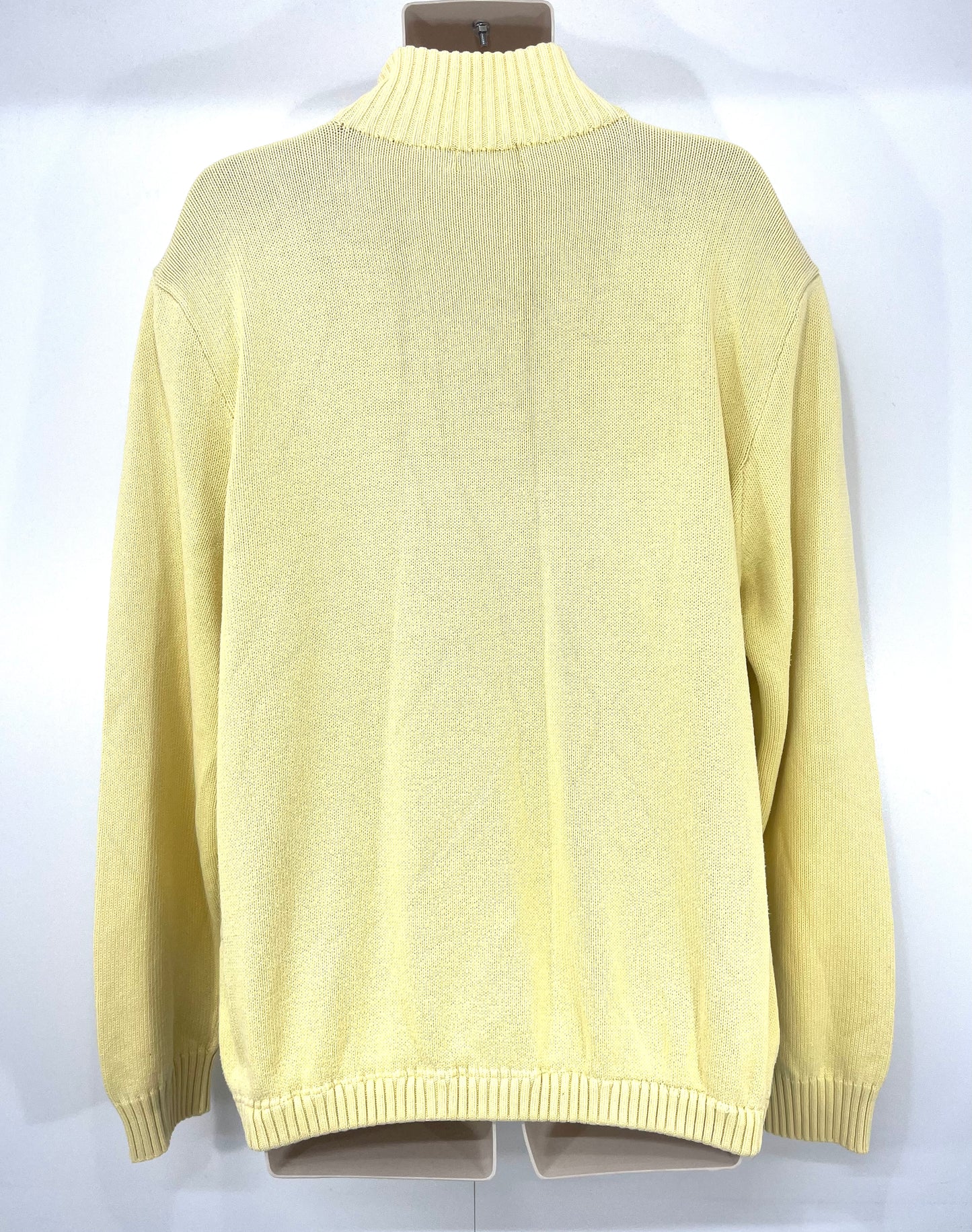 POLO RALPH LAUREN Yellow Soft Thin Knit Pure COTTON Mens High Zip Neck Jumper size XL