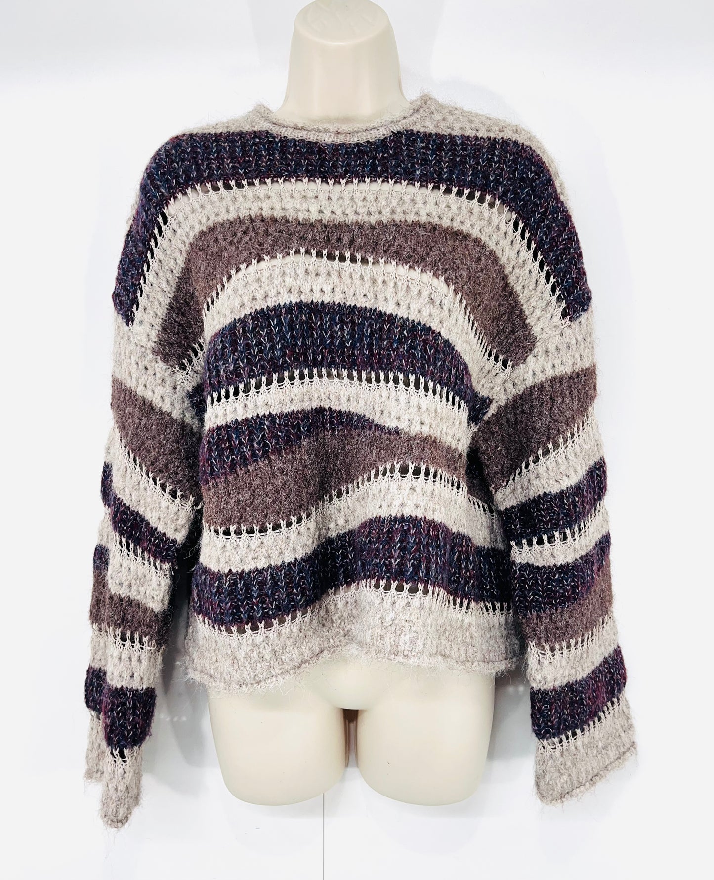 ZARA Multicoloured WOOL Blend Thin Chunky Knit Women's Cropped Jumper size UK 12 14 M