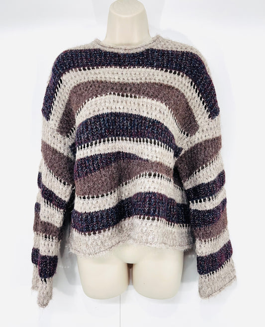 ZARA Multicoloured WOOL Blend Thin Chunky Knit Women's Cropped Jumper size UK 12 14 M
