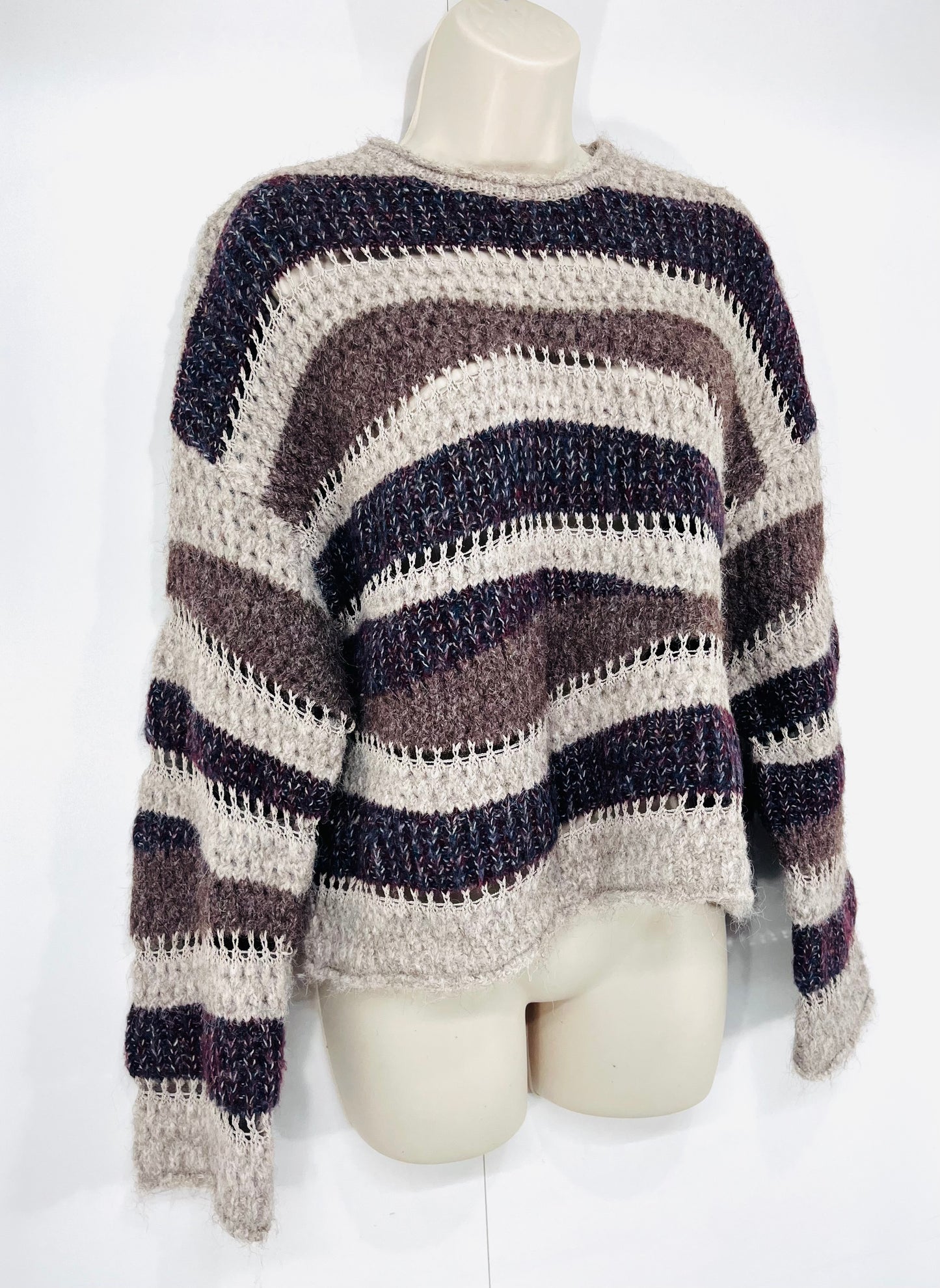 ZARA Multicoloured WOOL Blend Thin Chunky Knit Women's Cropped Jumper size UK 12 14 M