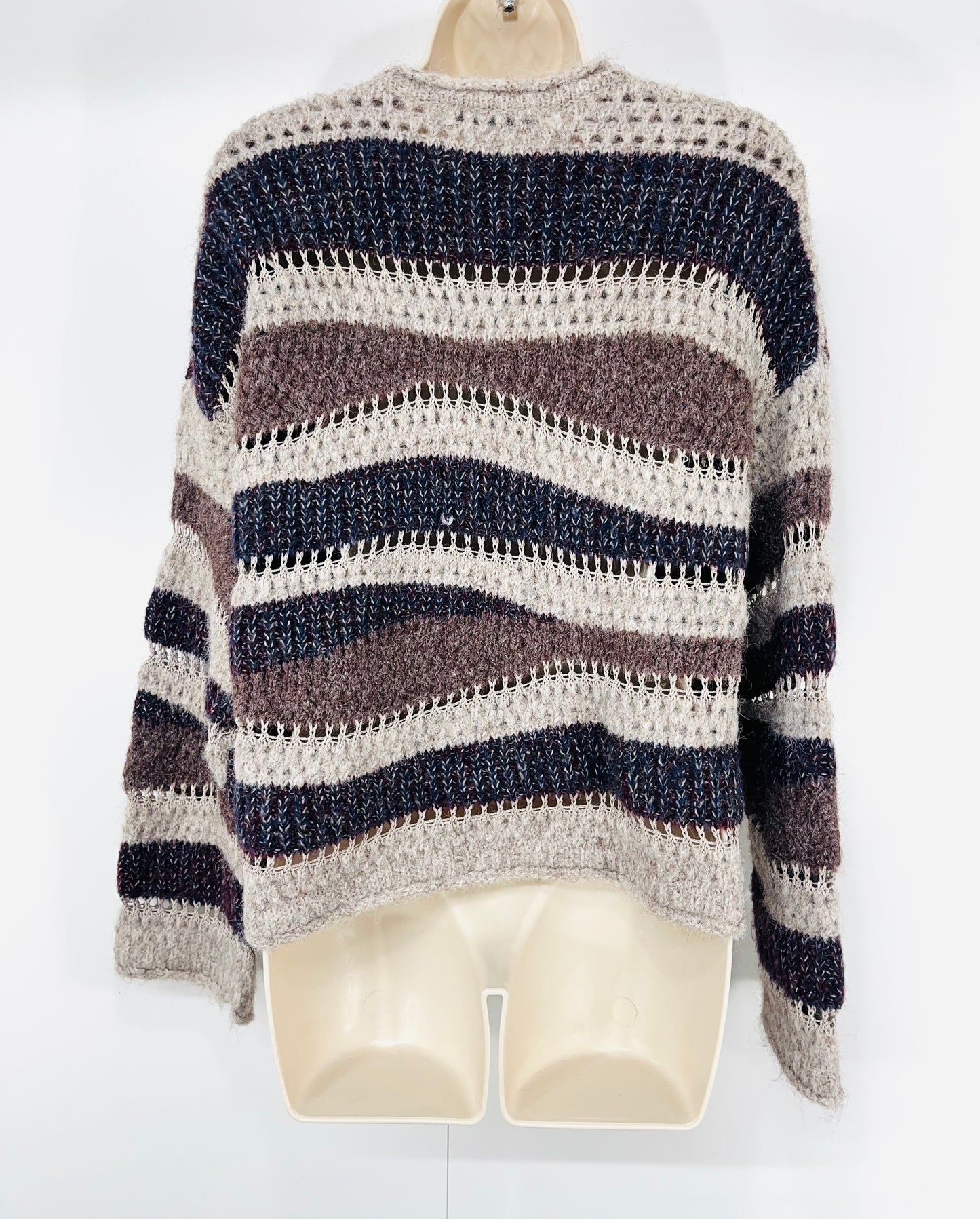 ZARA Multicoloured WOOL Blend Thin Chunky Knit Women's Cropped Jumper size UK 12 14 M