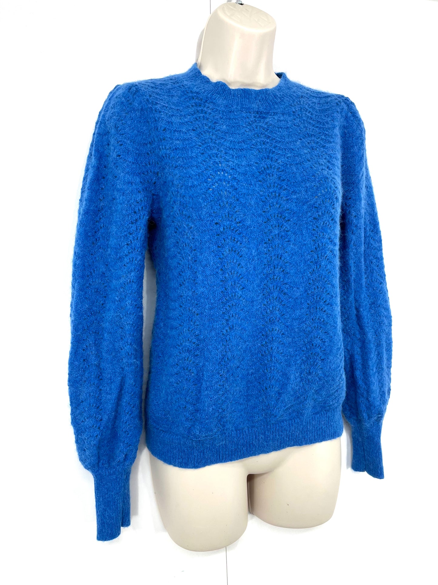 HUSH Soft Thin Knit WOOL ALPACA Blend Women's Blue CIARA Jumper size UK 8 10 S