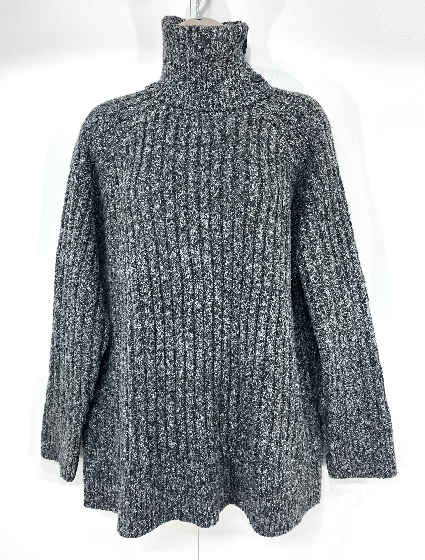 ZARA Grey Mix Soft Chunky Knit Relaxed Fit Women's Roll Neck Jumper size UK 12 14 M