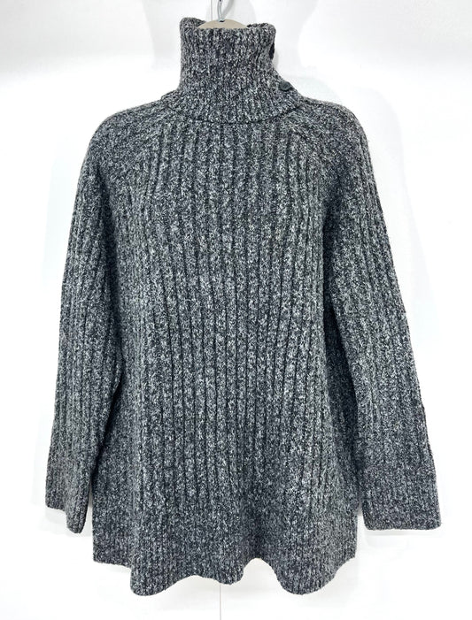 ZARA Grey Mix Soft Chunky Knit Relaxed Fit Women's Roll Neck Jumper size UK 12 14 M