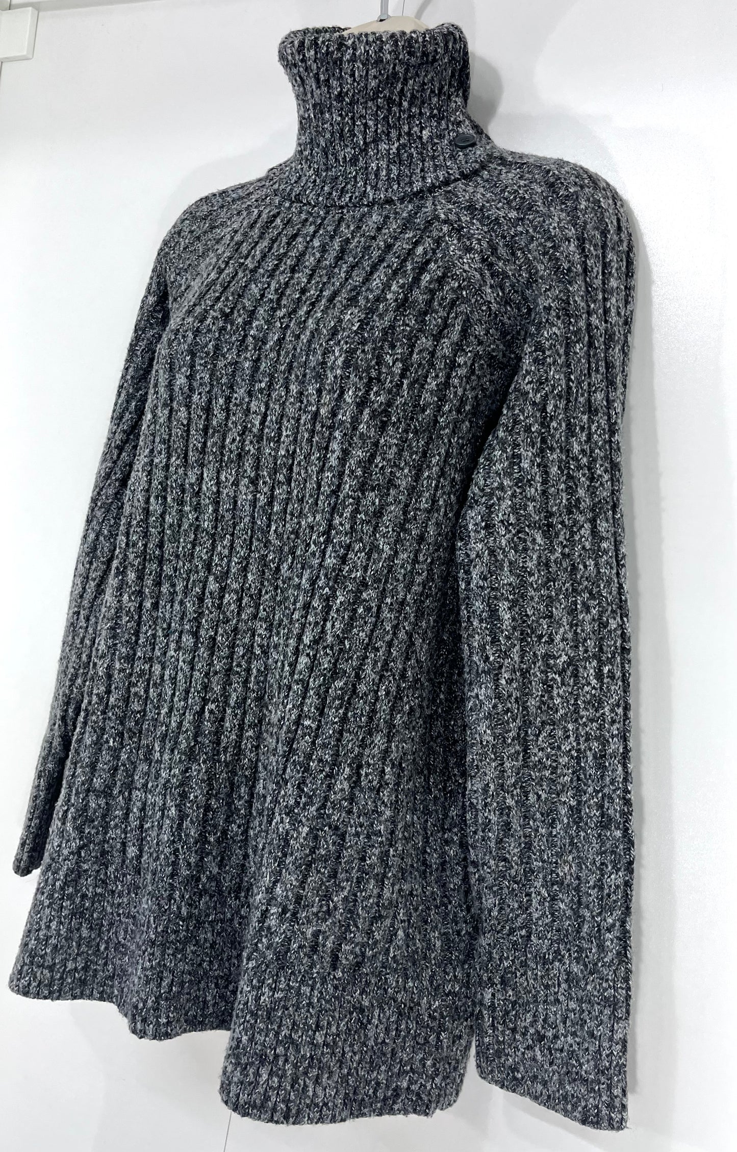 ZARA Grey Mix Soft Chunky Knit Relaxed Fit Women's Roll Neck Jumper size UK 12 14 M