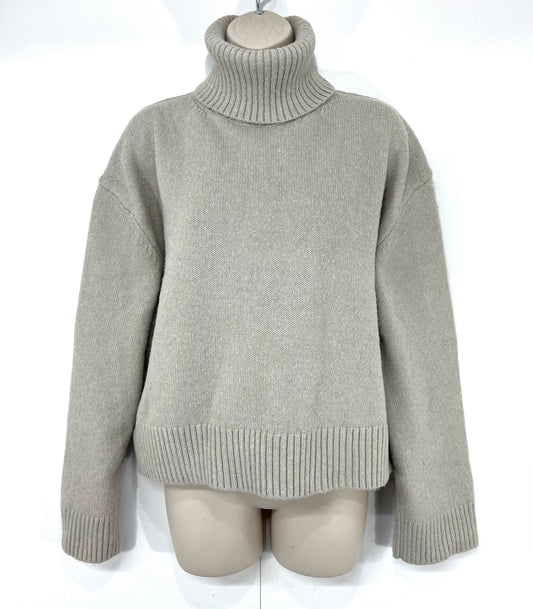 H&M Stone Beige WOOL Blend Women's Oversized Cropped Roll Neck Jumper UK 8 10 S