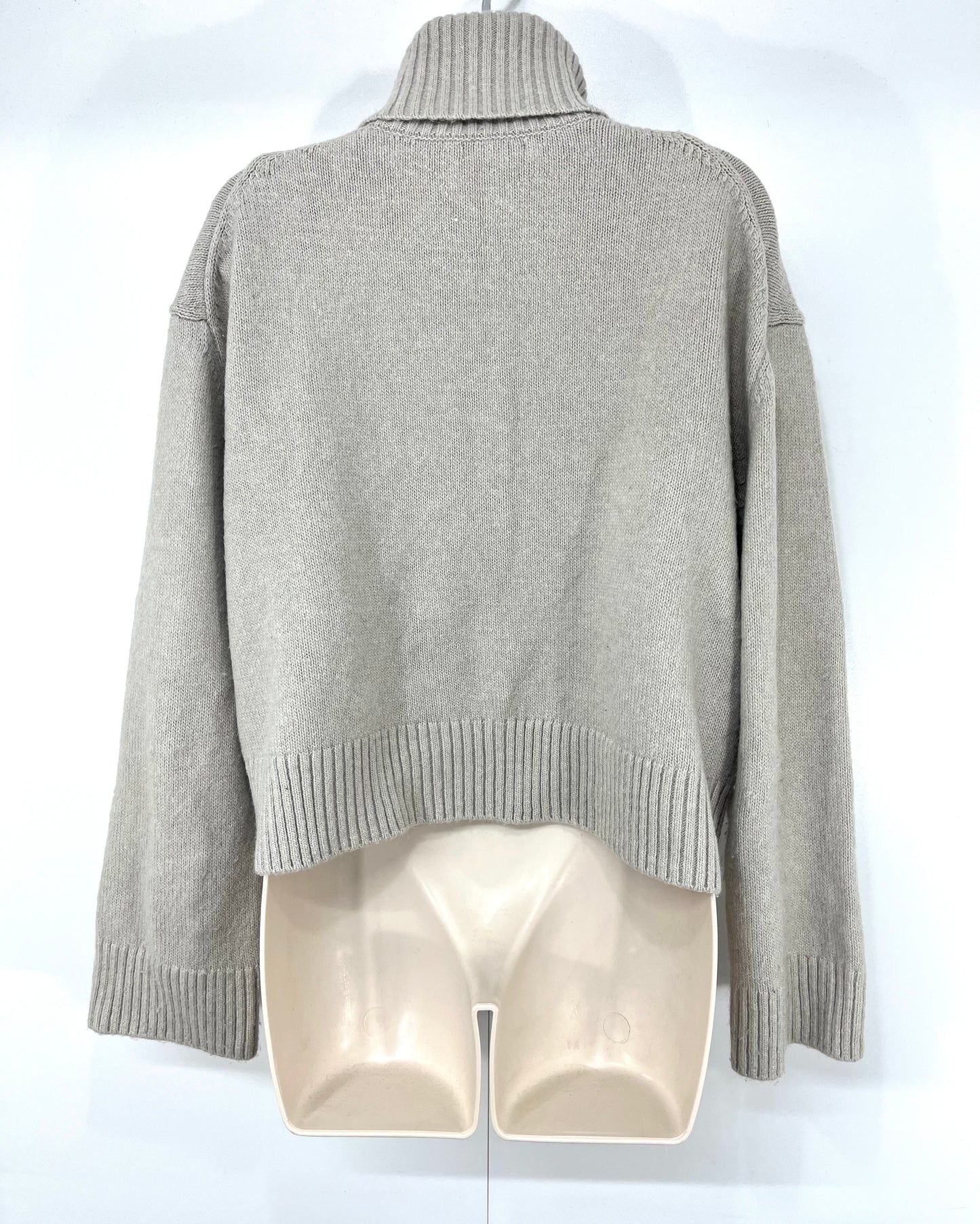 H&M Stone Beige WOOL Blend Women's Oversized Cropped Roll Neck Jumper UK 8 10 S