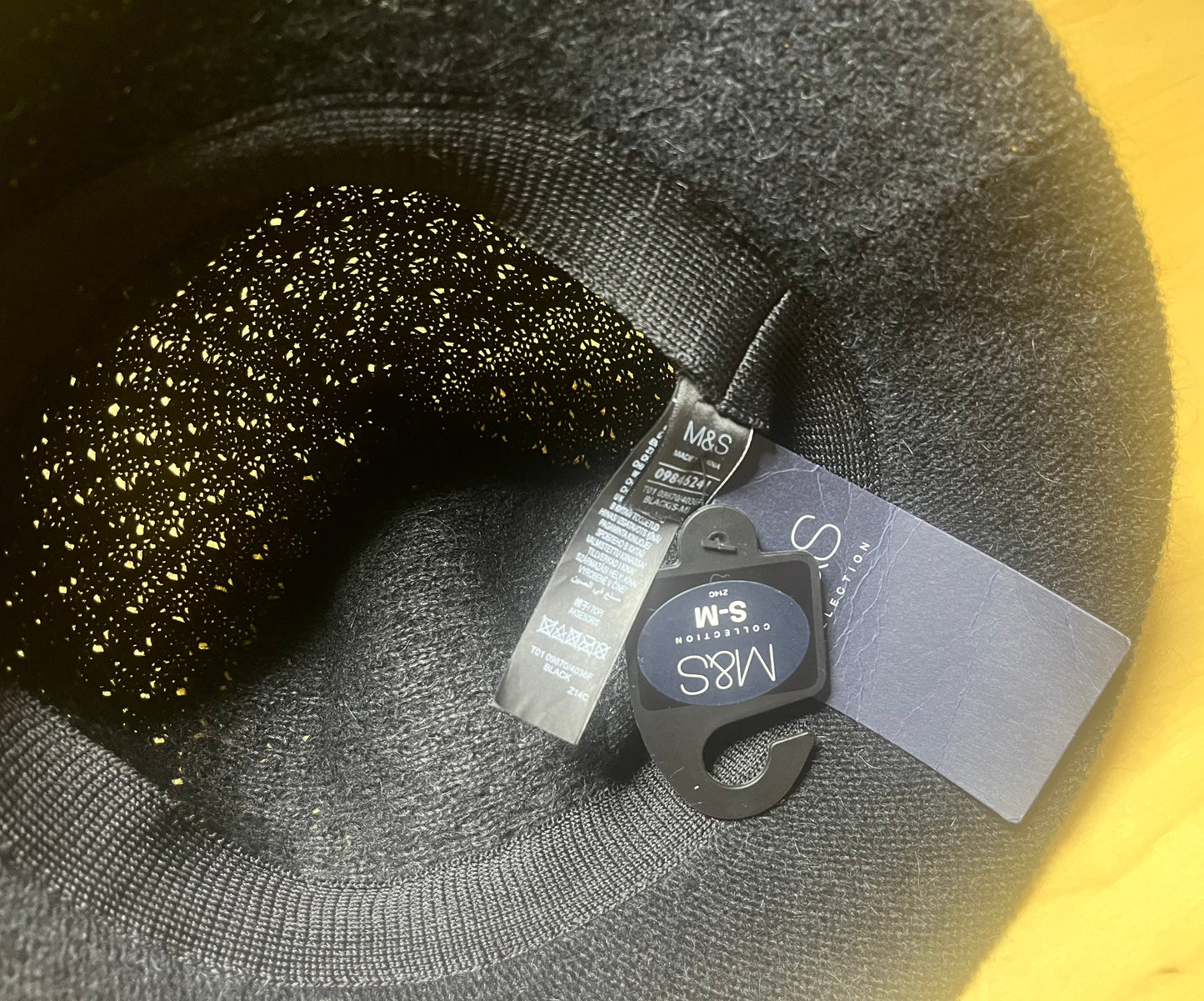 M&S Black WOOL ALPACA Blend Classic Style Women's Bucket Hat size S M NEW