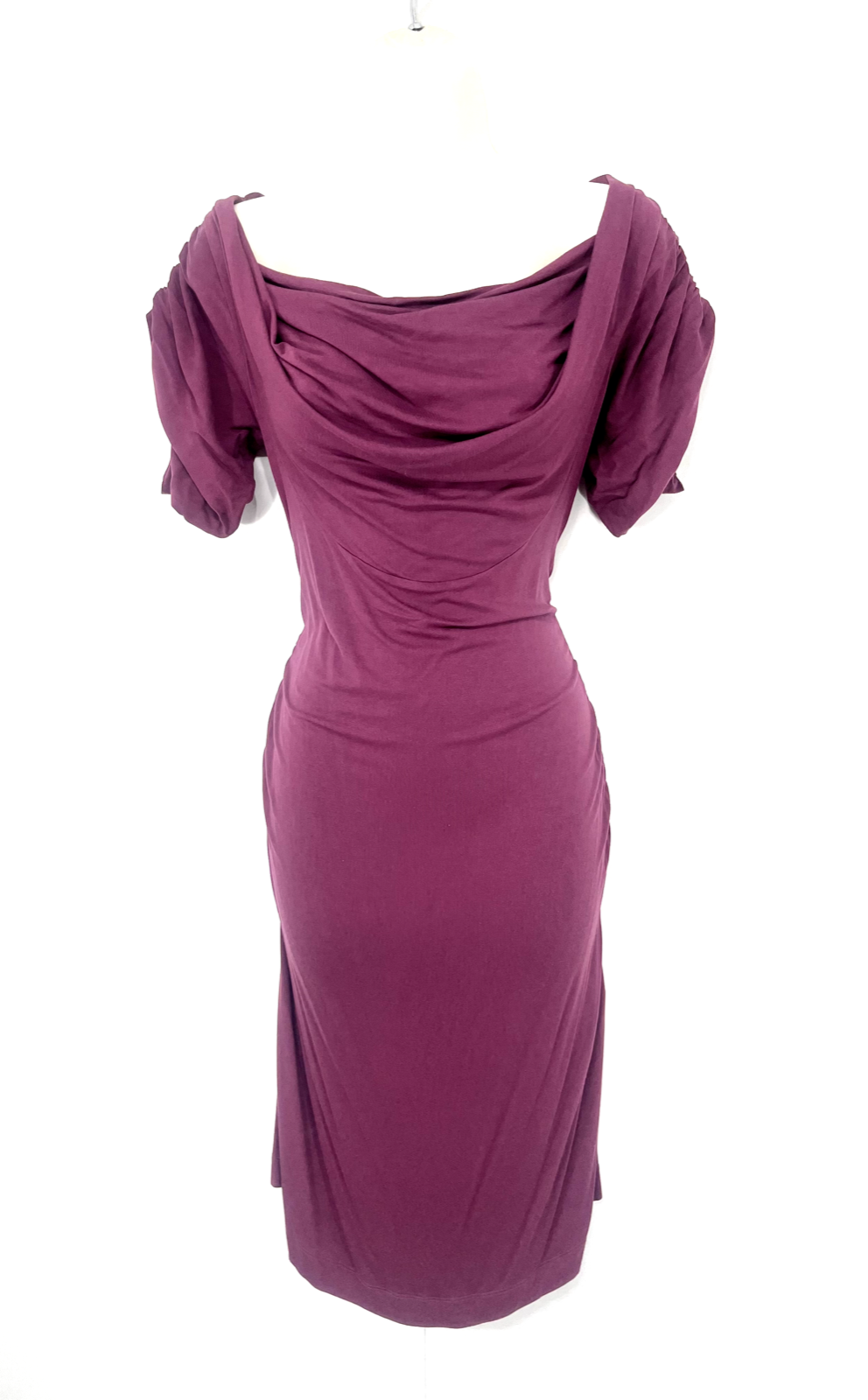 VIVIENNE WESTWOOD Anglomania Dusky Plum Thin Jersey Cowl Neck Shift Dress UK 12 14 L