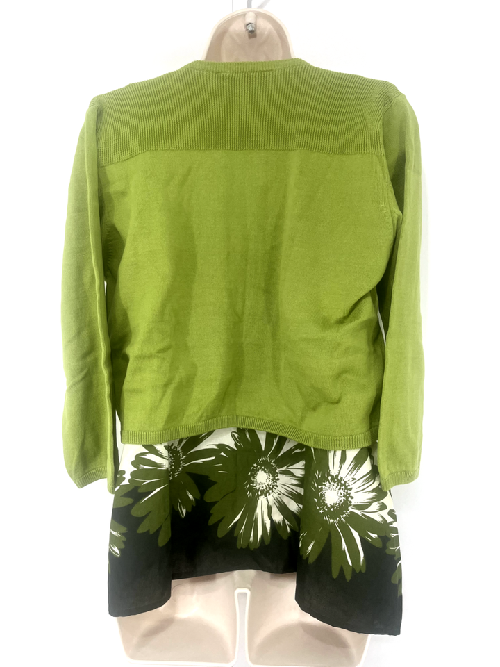 DEBENHAMS Green Multicoloured COTTON Women's Bolero Cardigan Camisole Top Set UK 16