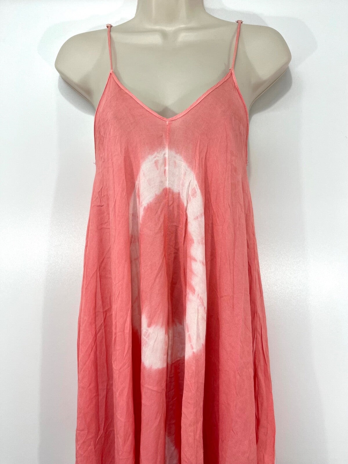 LAGACI Boho Style Pink White Tie Dye Handkerchief Women's Strappy Dress UK 8 10